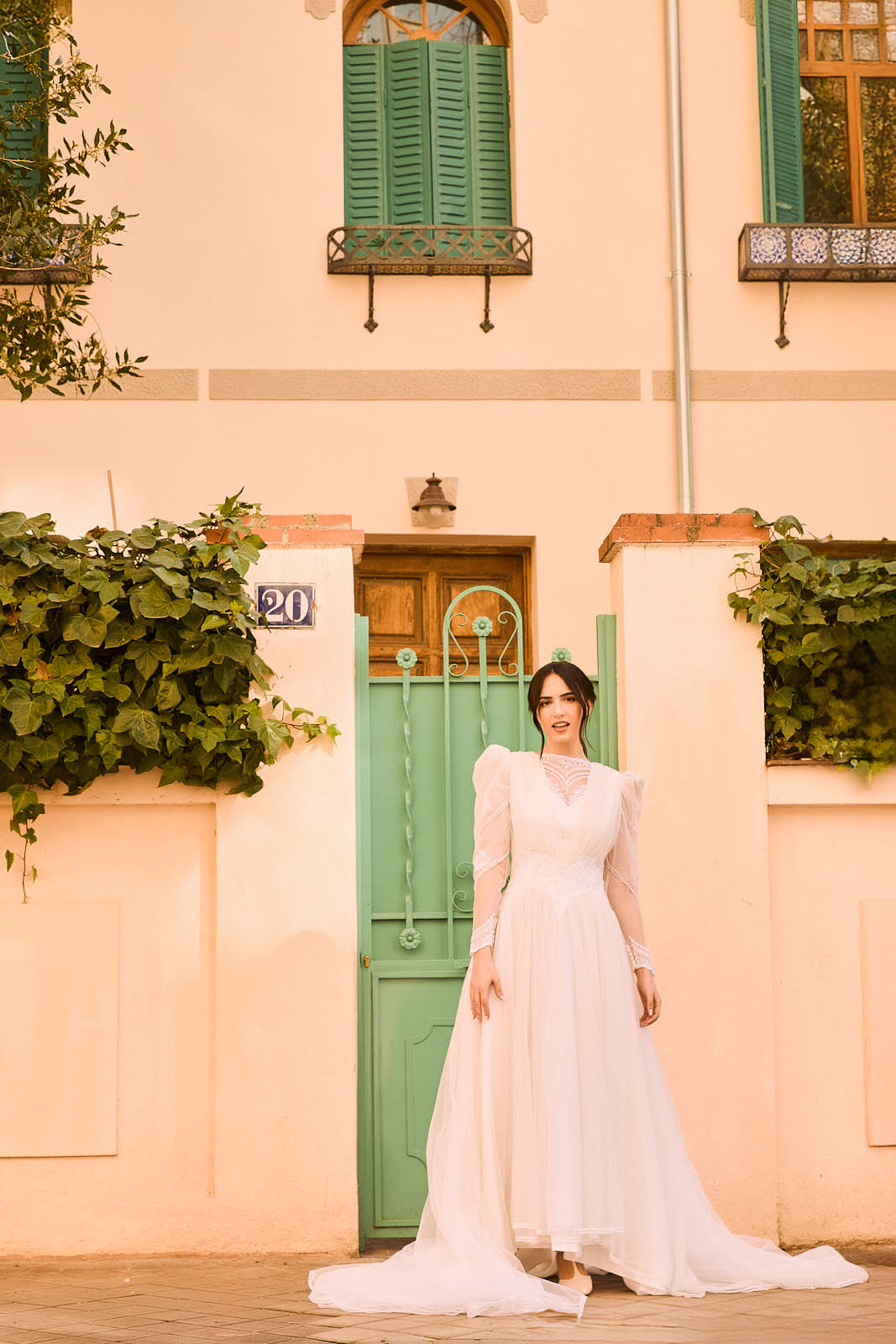 Vestido novia vintage tul años 80