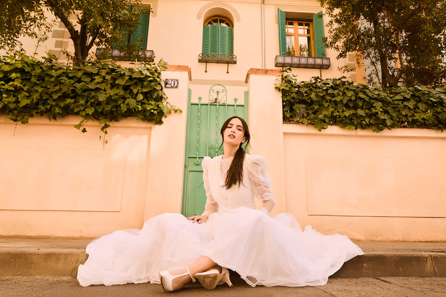 Vestido novia vintage tul años 80