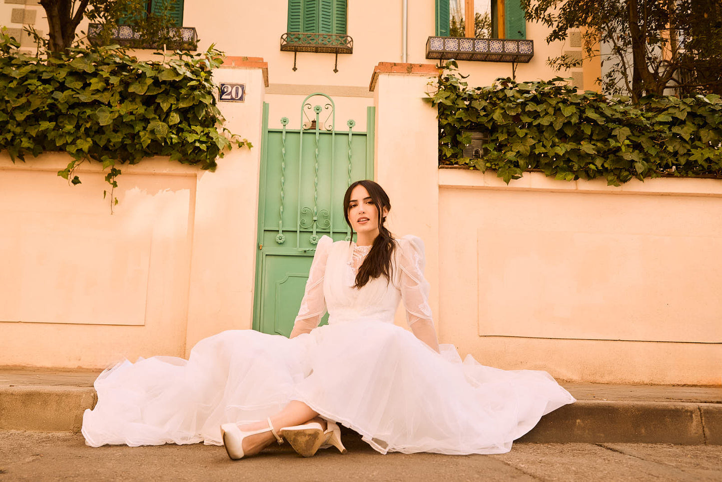 Vestido novia vintage tul años 80