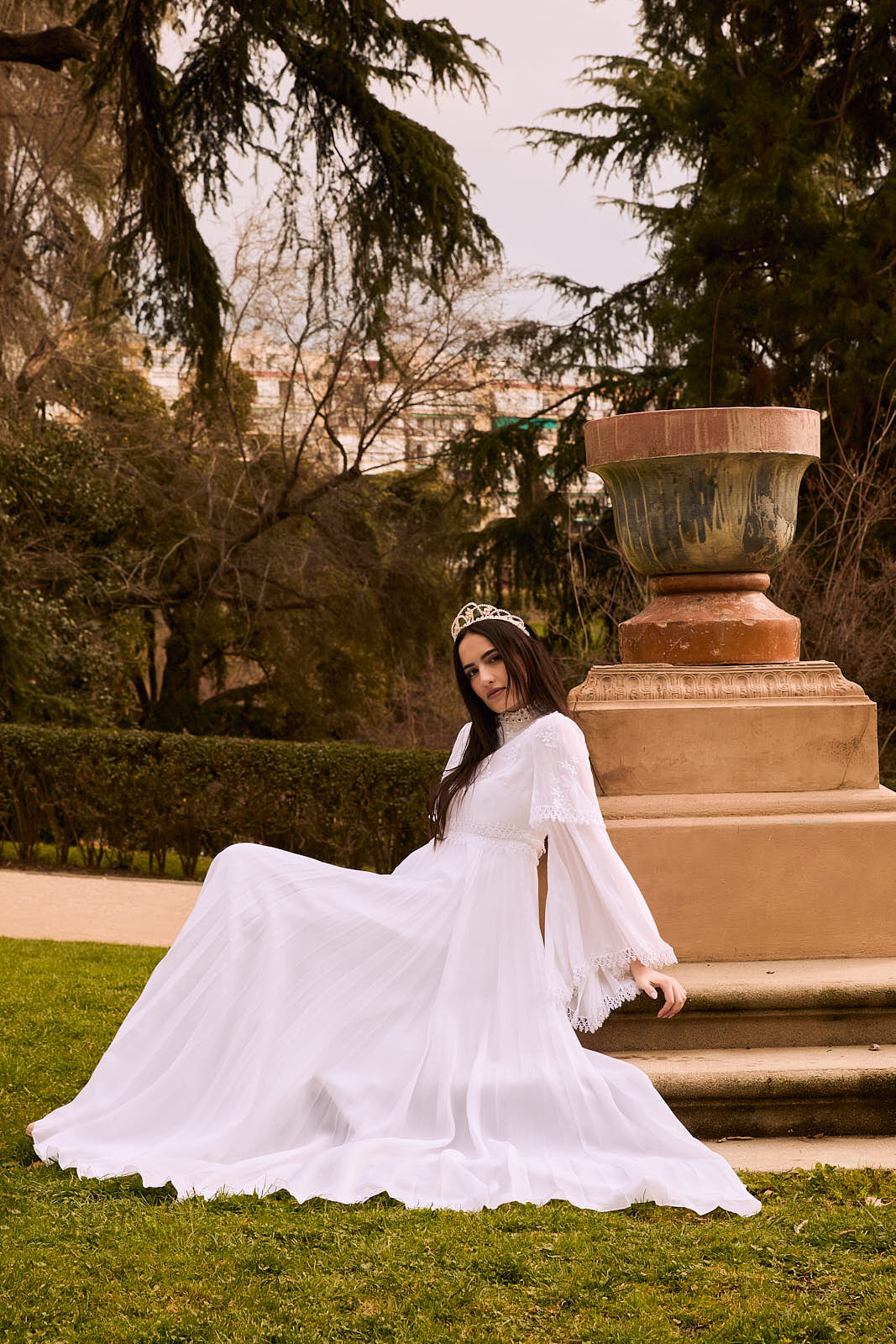 Vestido de novia vintage con bordados y puntillas, años 90