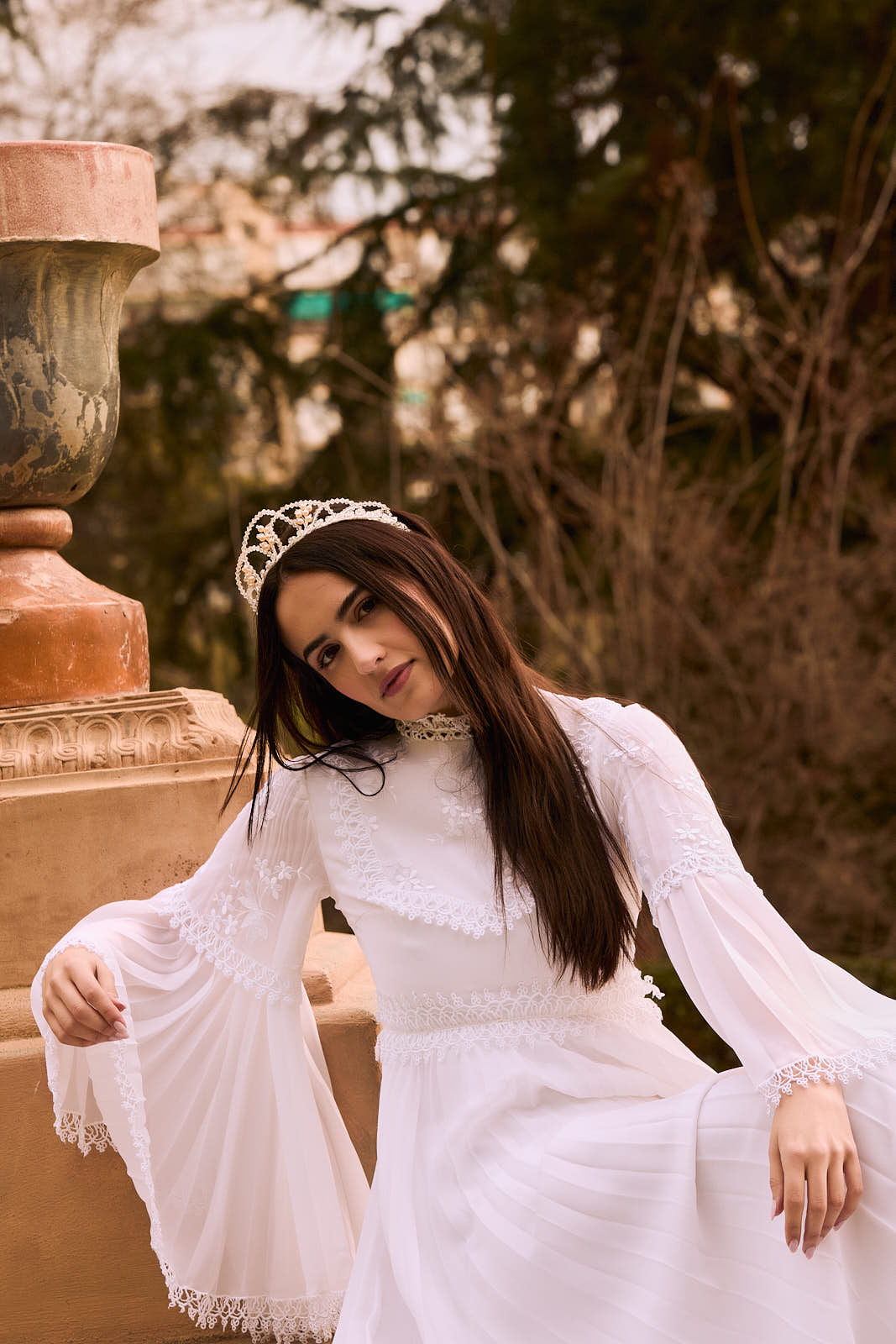 Vestido de novia vintage con bordados y puntillas, años 90