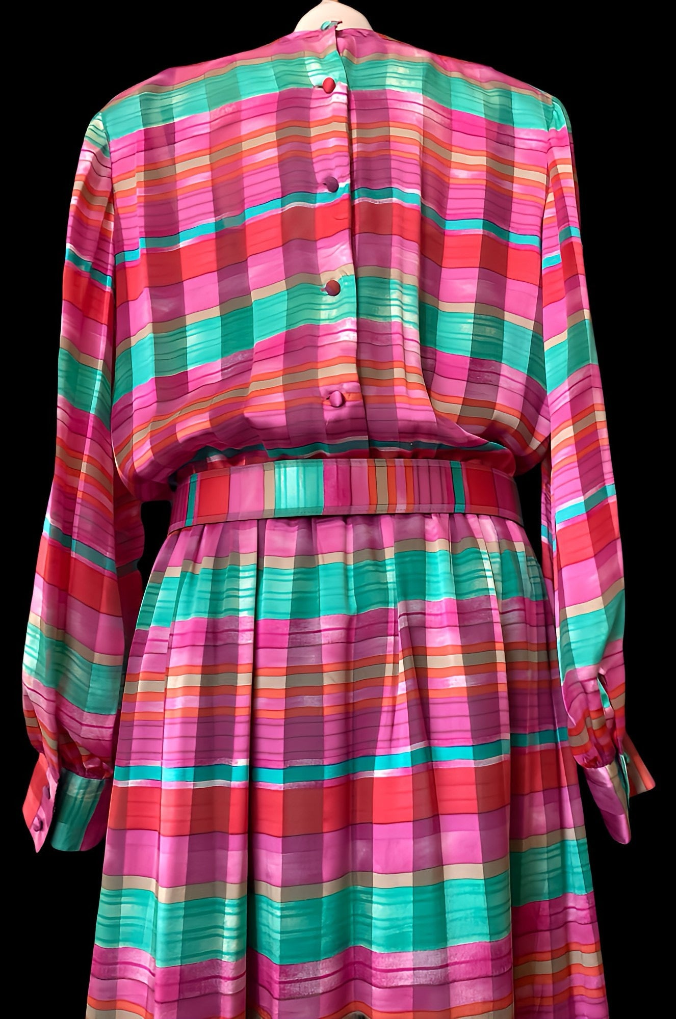 Vestido seda rayas de colores años 80