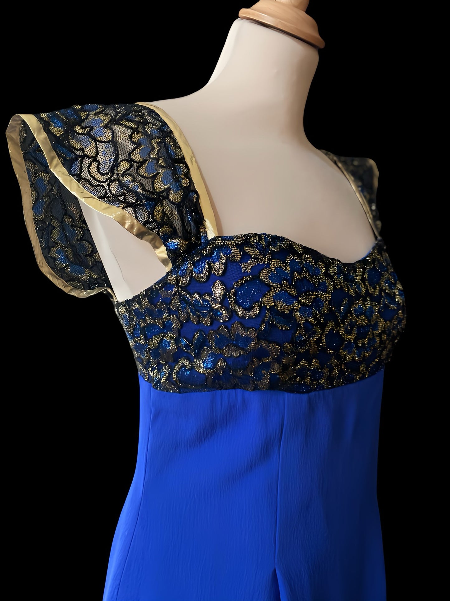 Vestido azul cobalto años 80
