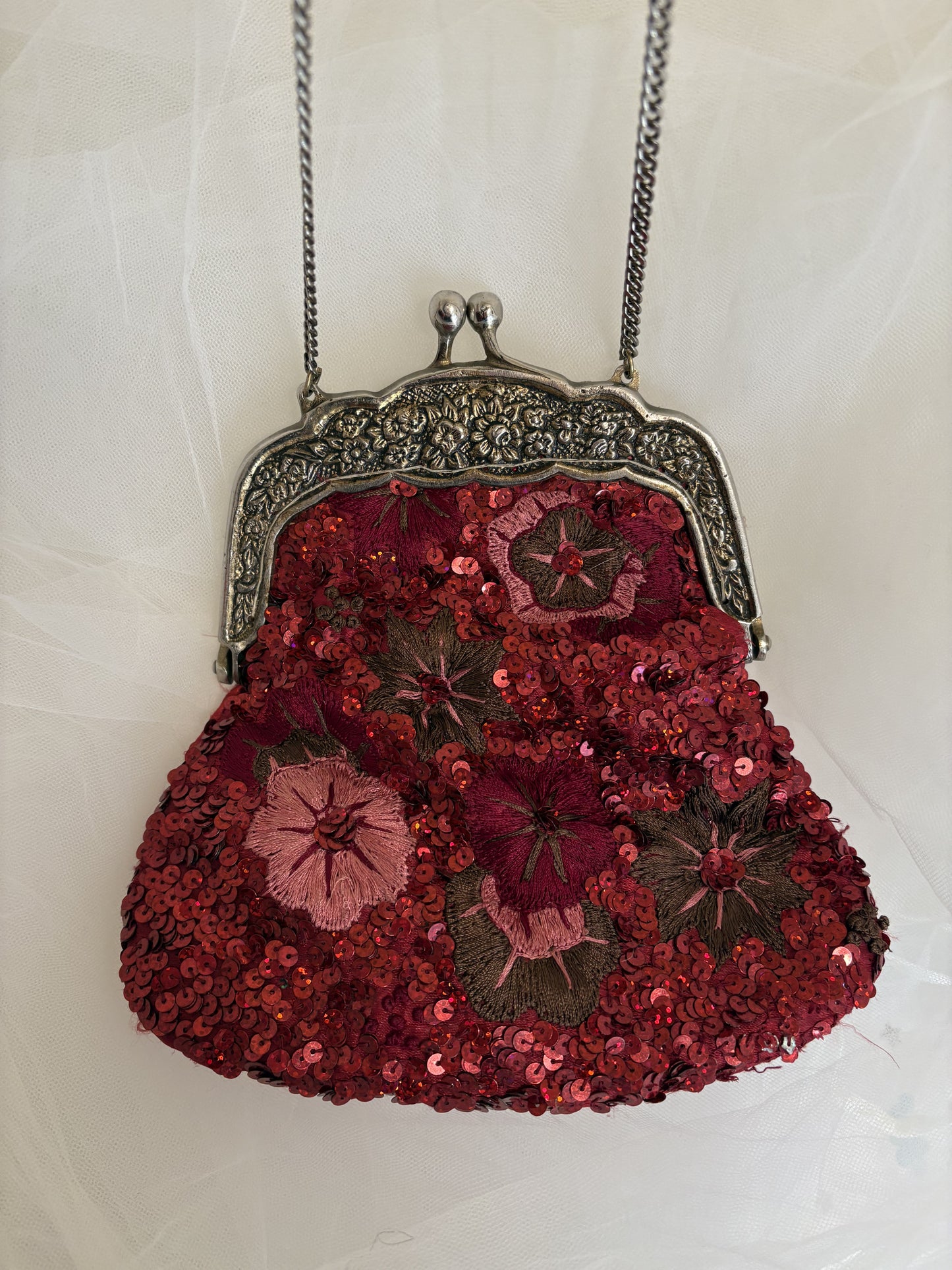 Bolso rojo abalorios años 90