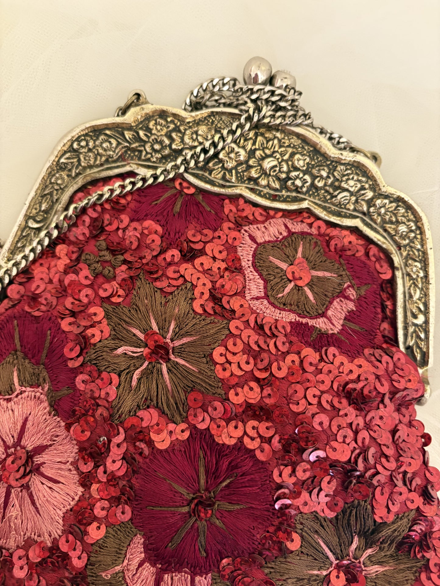 Bolso rojo abalorios años 90