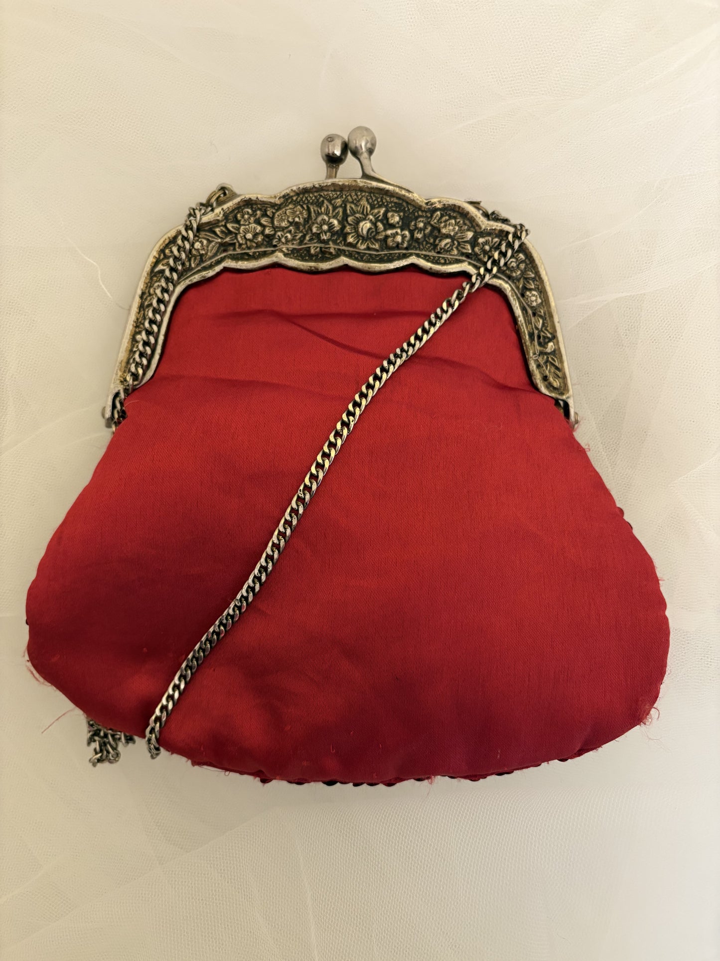 Bolso rojo abalorios años 90