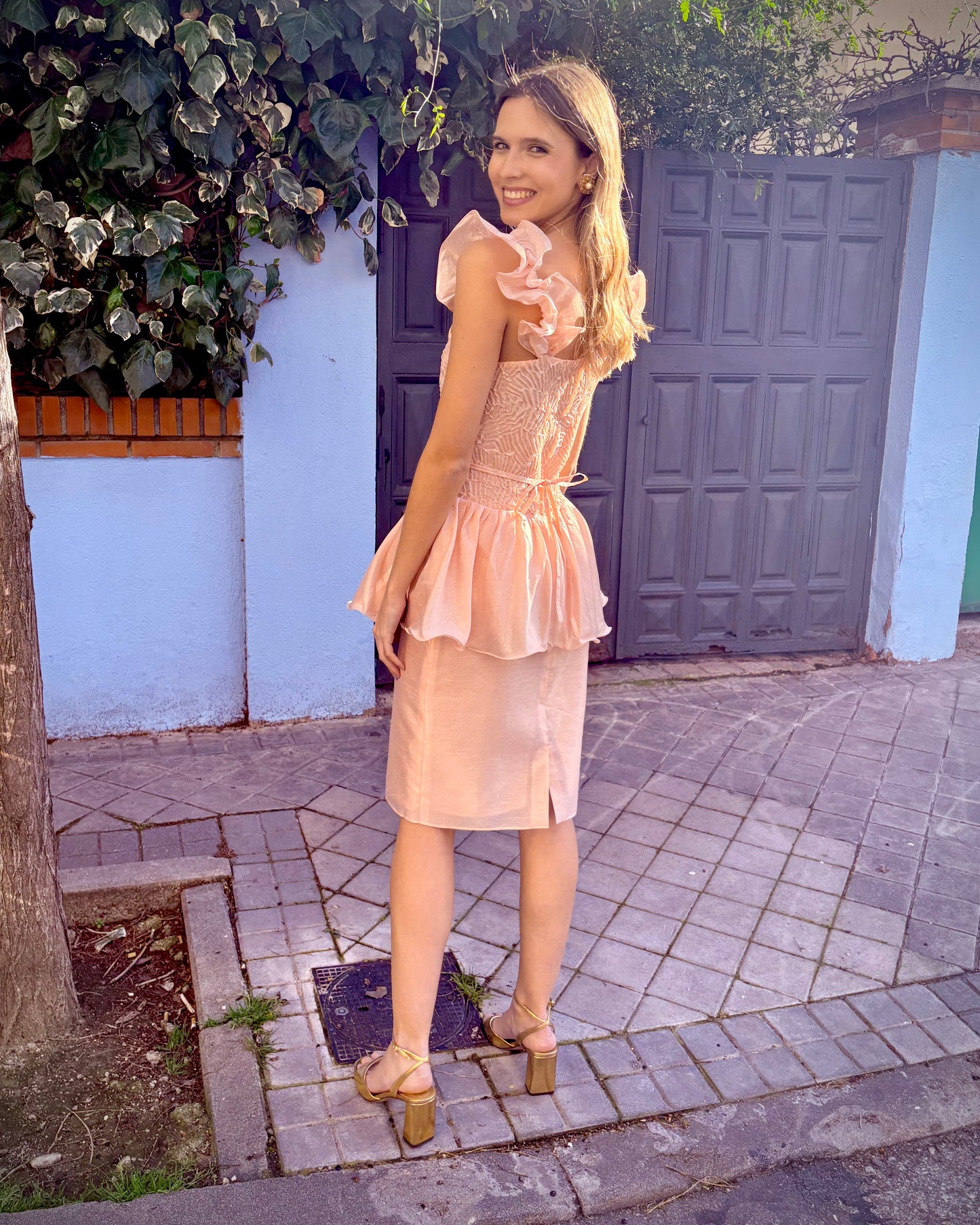Pink dress with ruffles