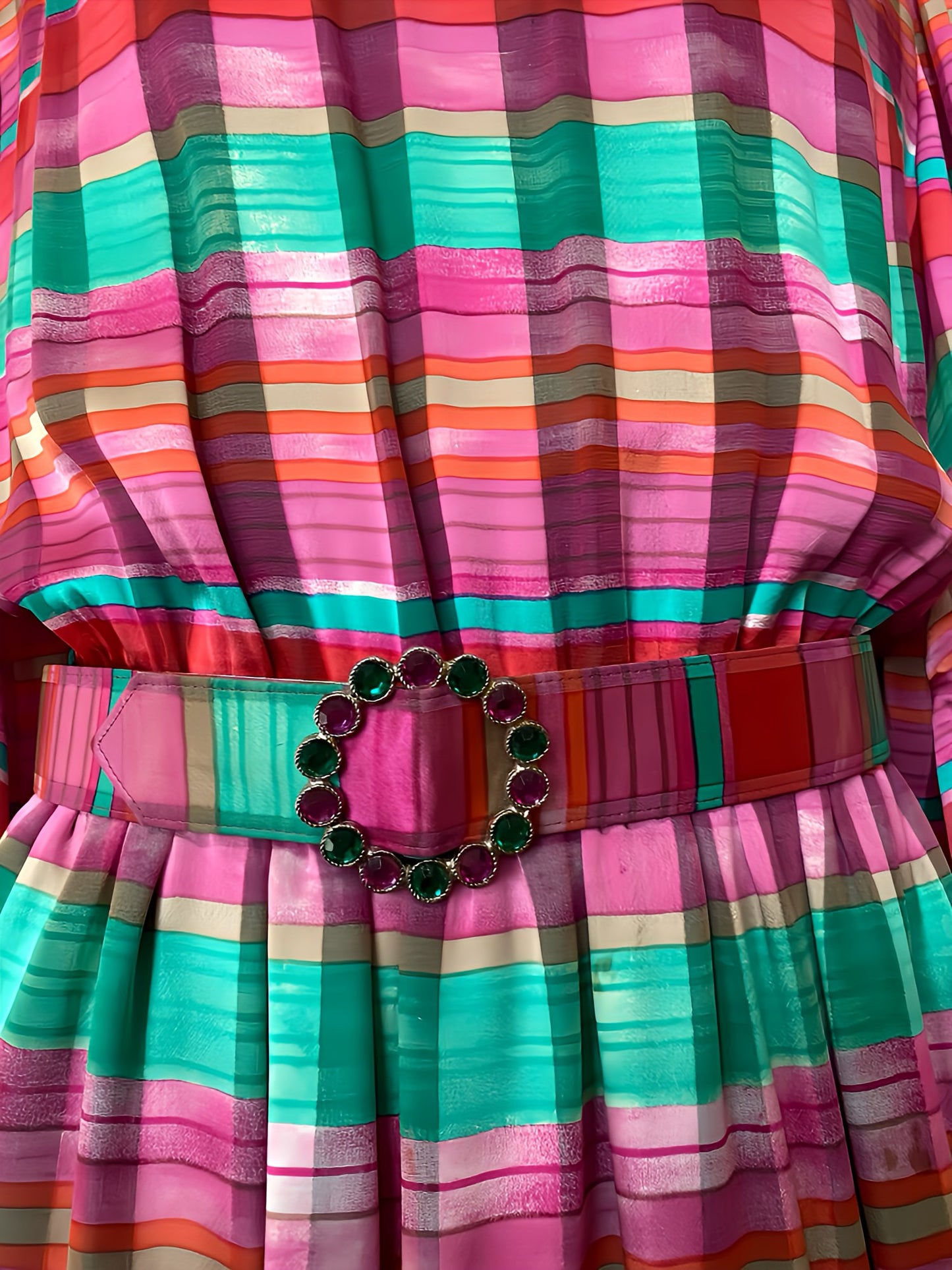 Vestido seda rayas de colores años 80