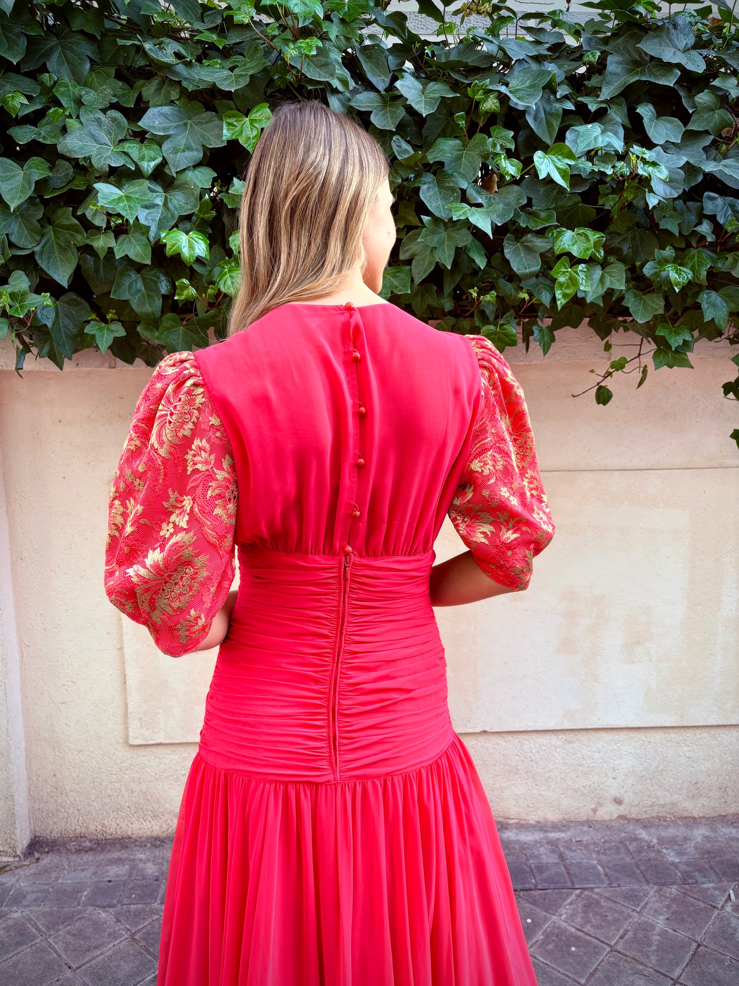 Vintage 80s red dress by Yvette Paris.
