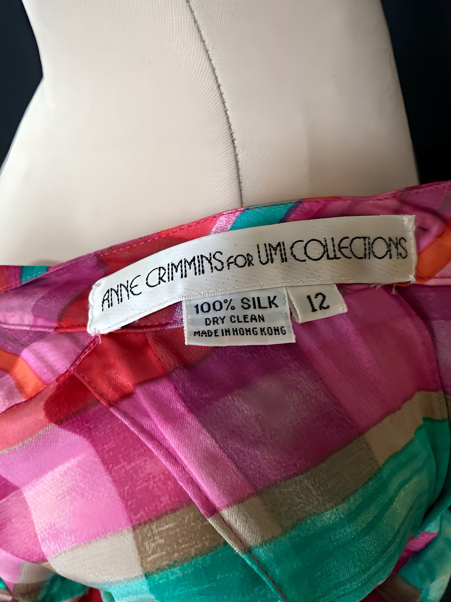 Vestido seda rayas de colores años 80