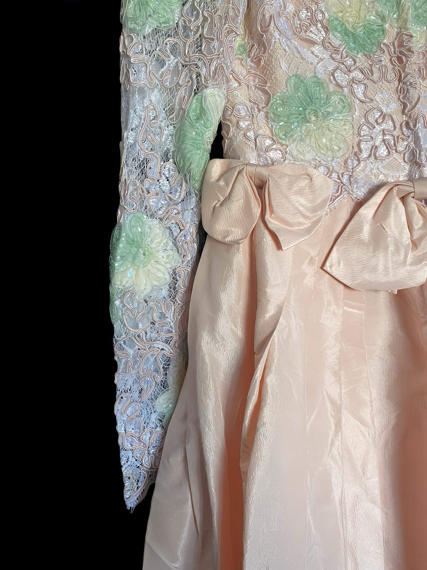 Vestido de Fiesta Vintage con lazos y pedrería, años 90