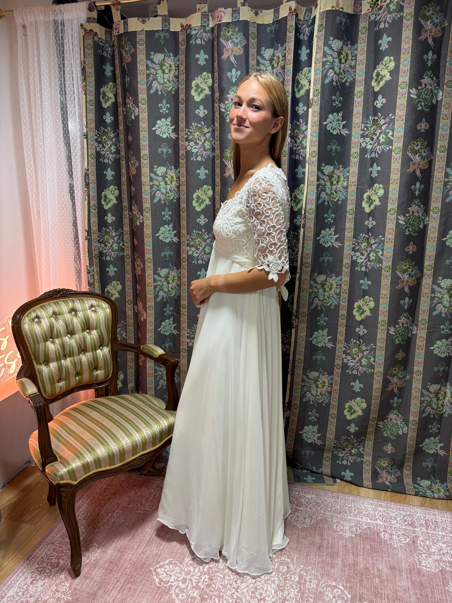 Vestido novia vintage años 90 guipur