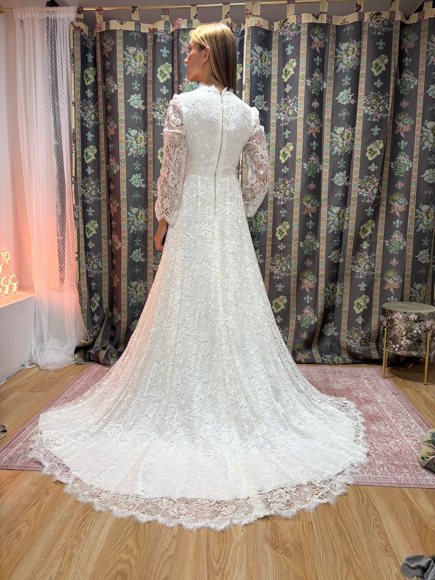 Vestido novia vintage encaje floral