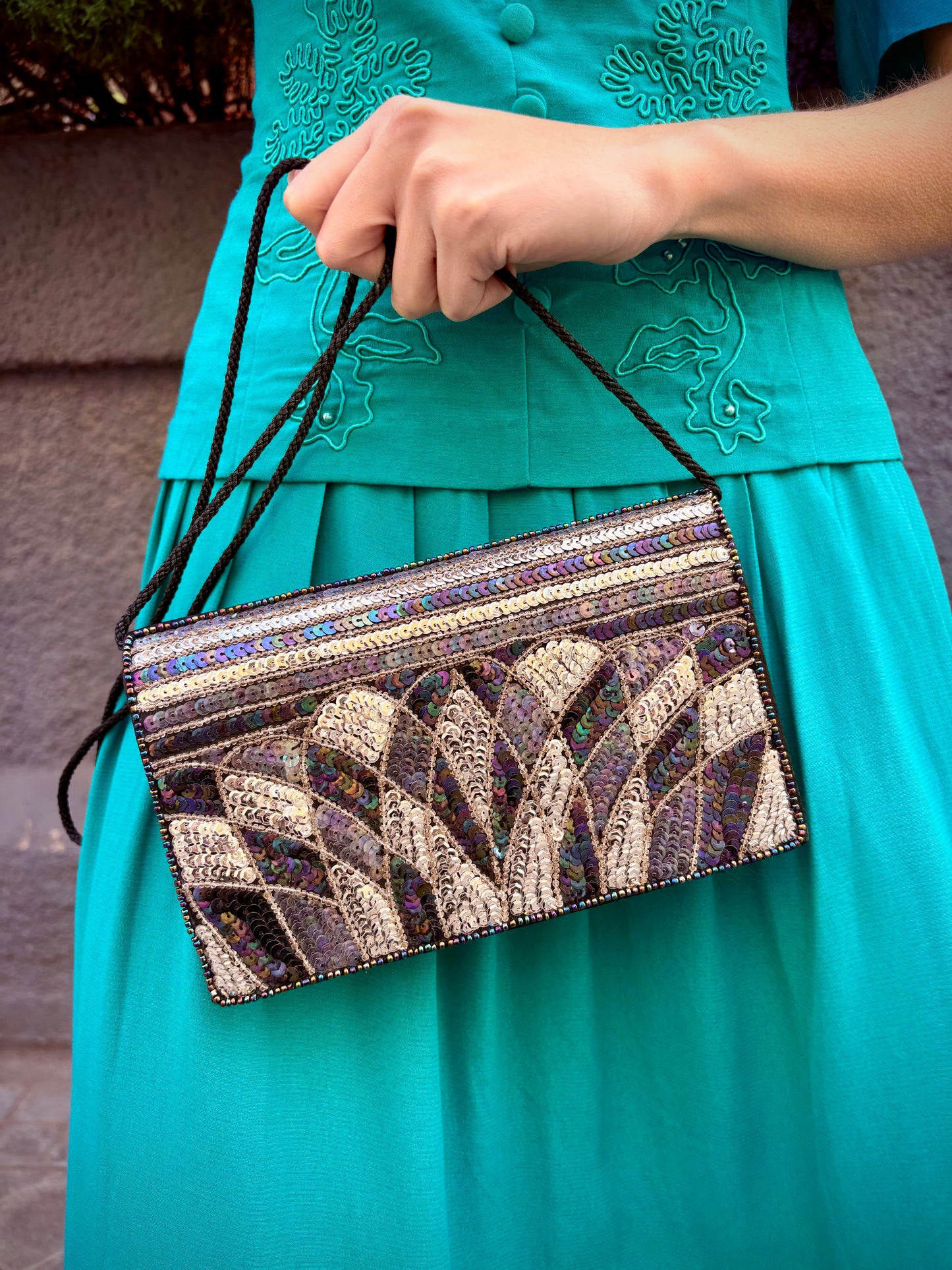Bolso de fiesta vintage con lentejuelas de colores