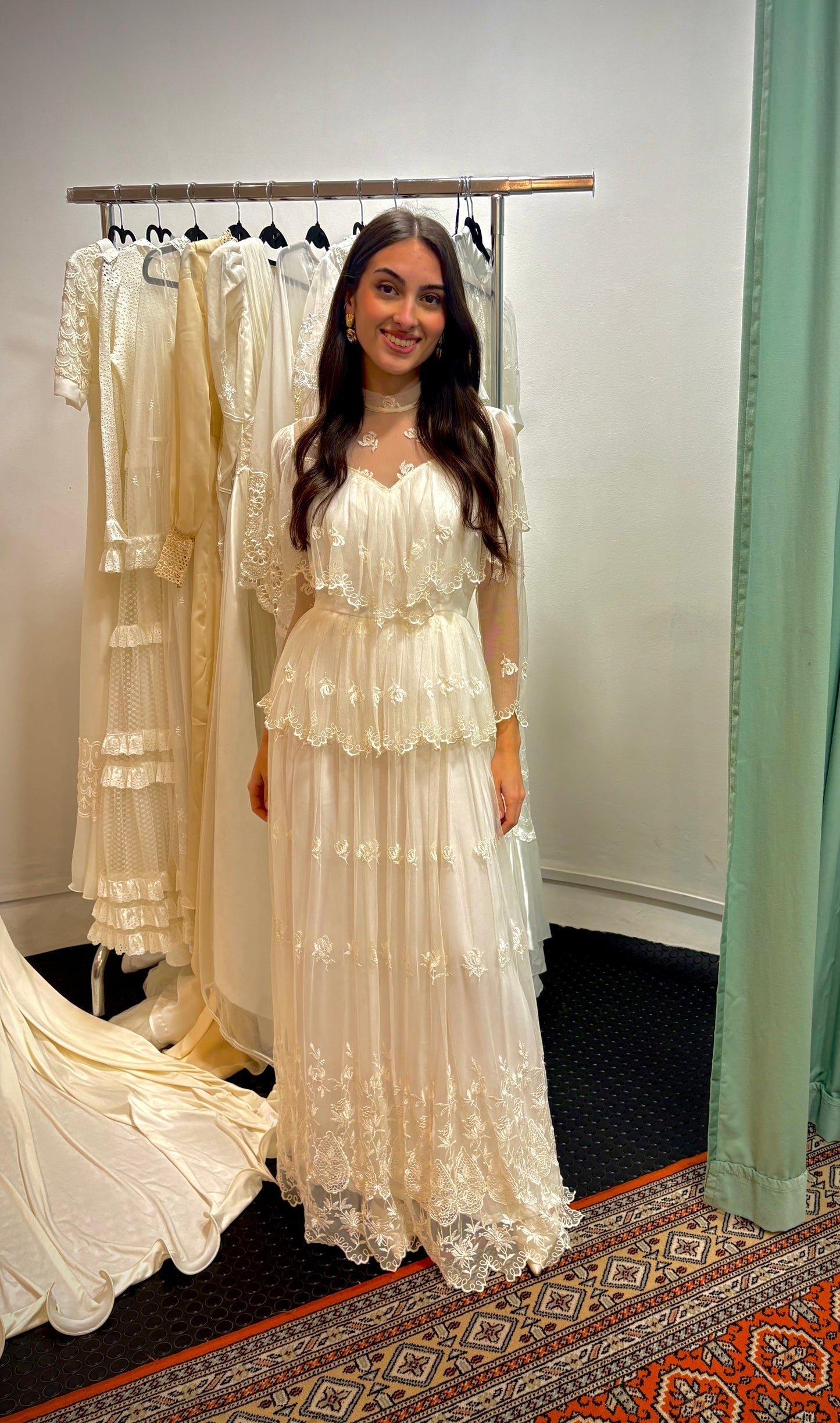 Vestido novia vintage volantes boho