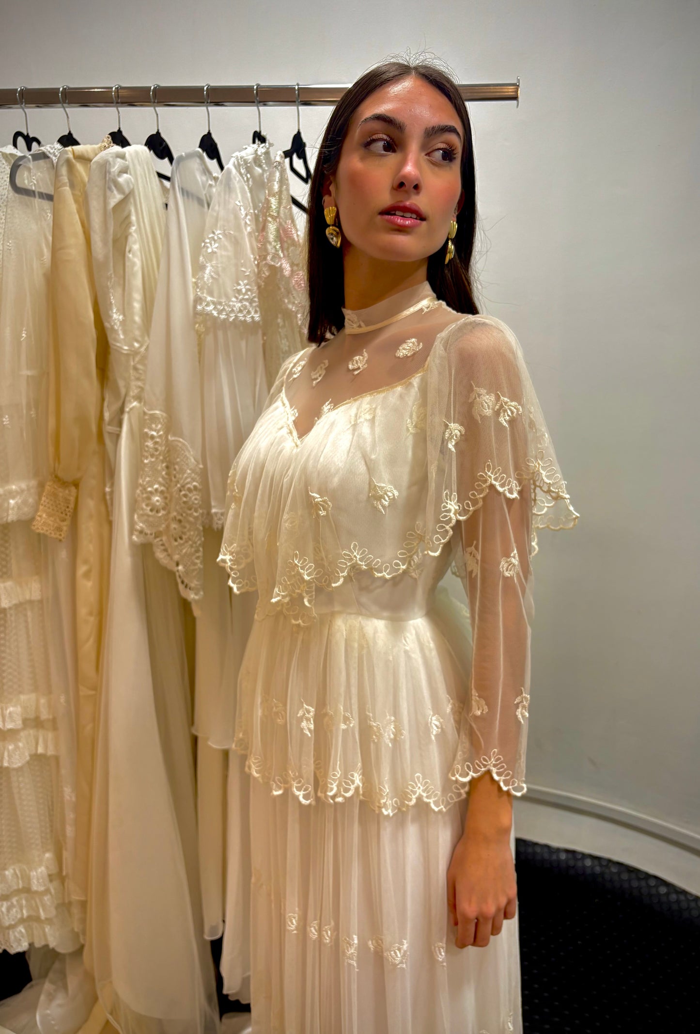 Vestido novia vintage volantes boho