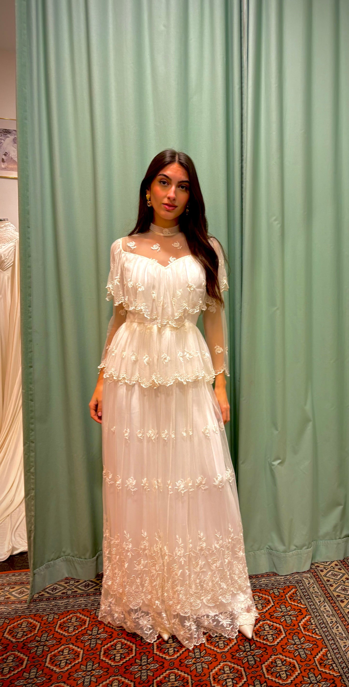 Vestido novia vintage volantes boho