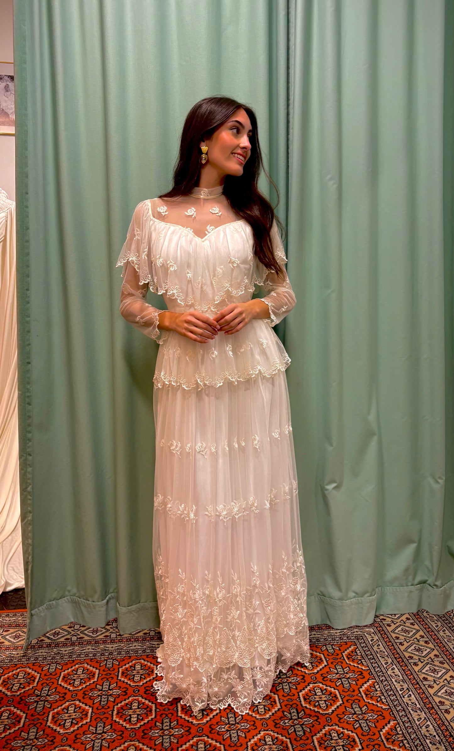 Vestido novia vintage volantes boho