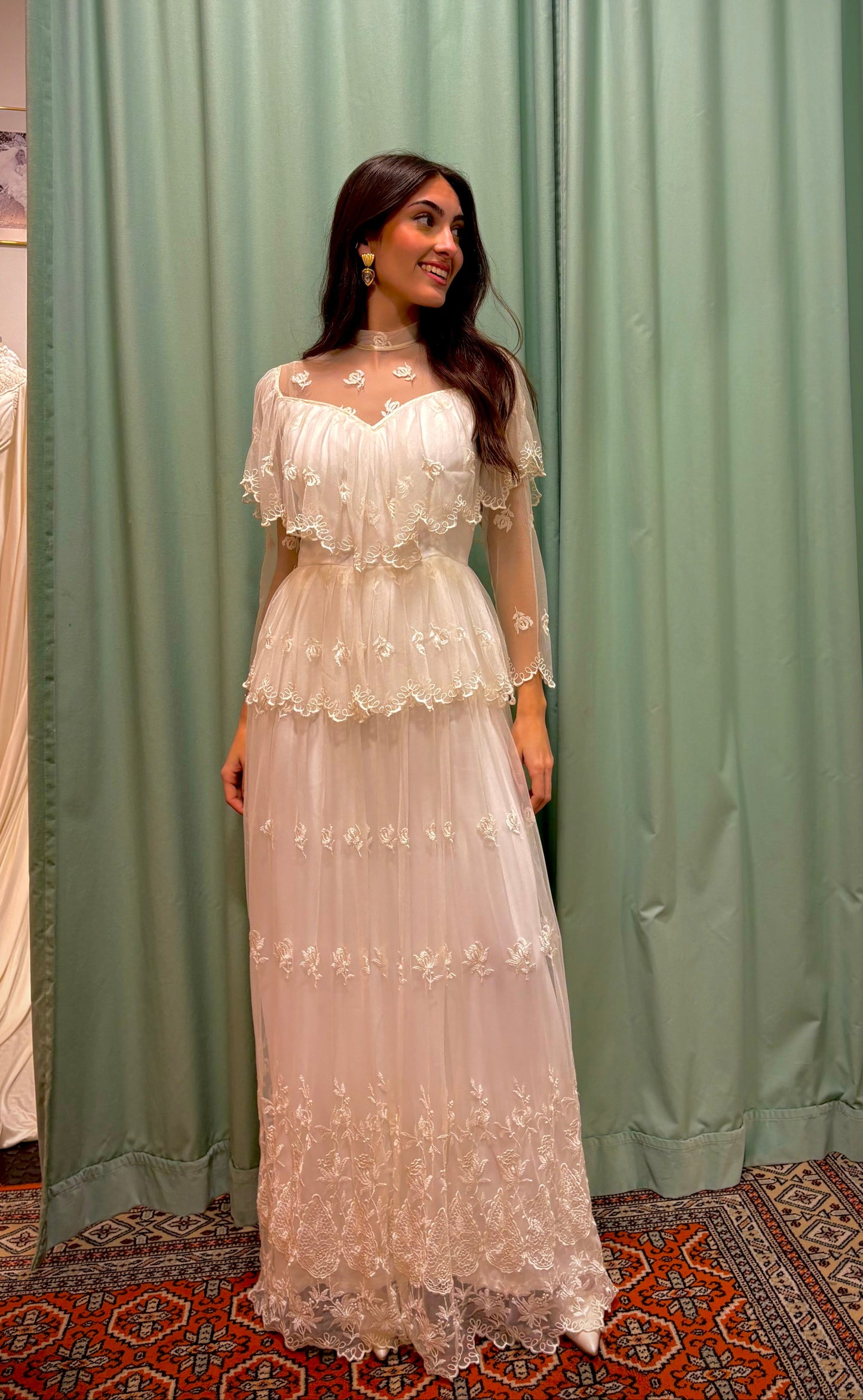 Vestido novia vintage volantes boho