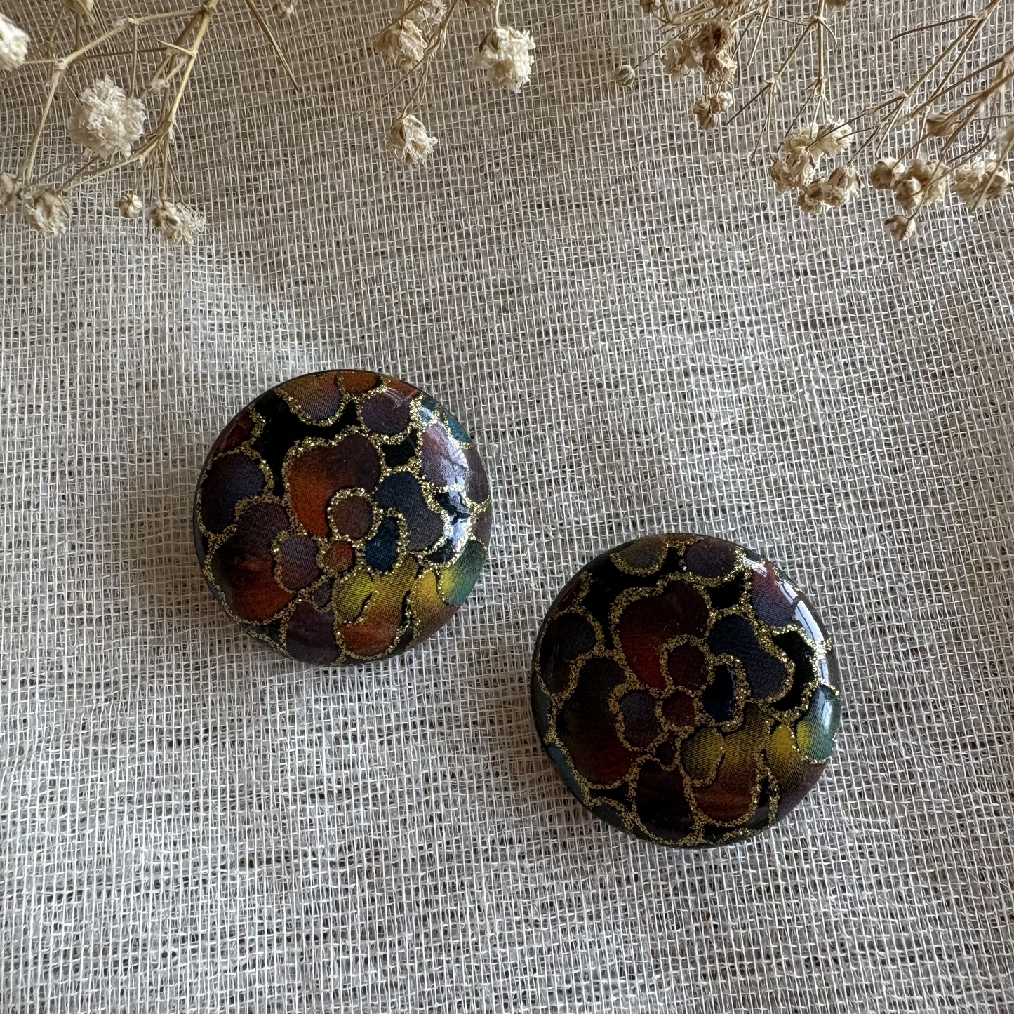 Pendientes vintage flores años 80