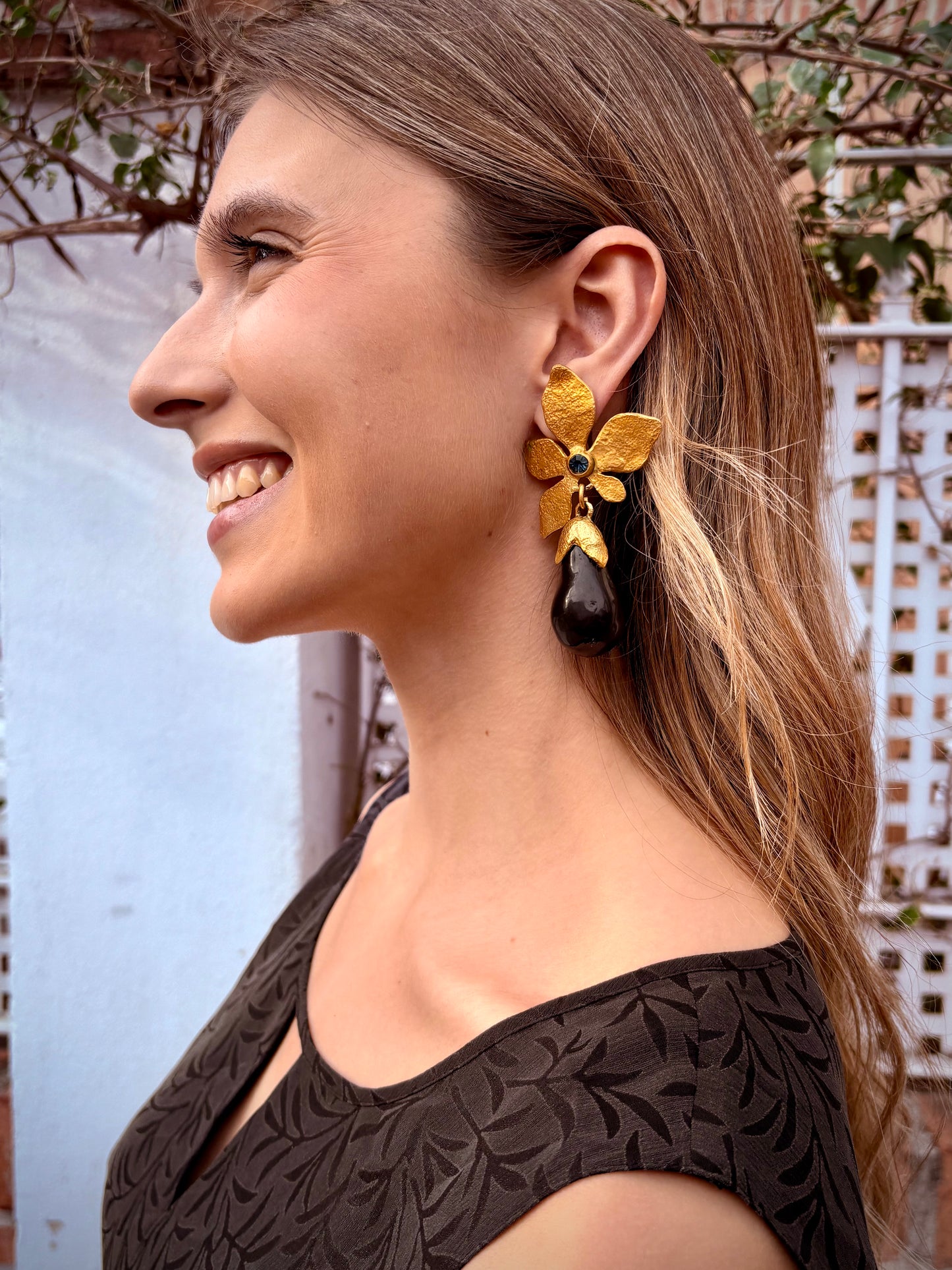 Pendientes vintage "berenjena" años 90