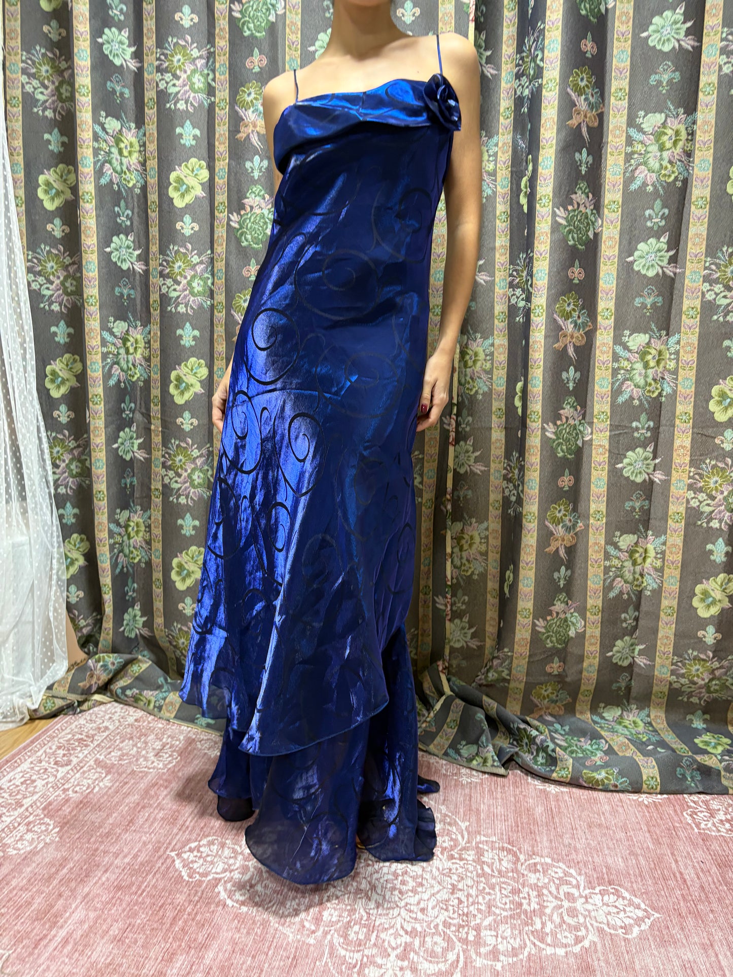 vestido vintage azul noche