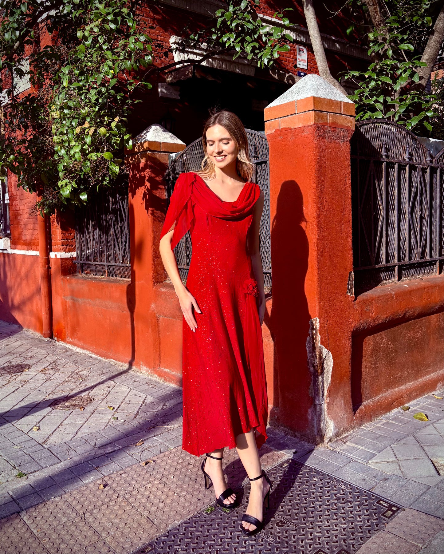 Vestido de fiesta Vintage Rojo Brillante