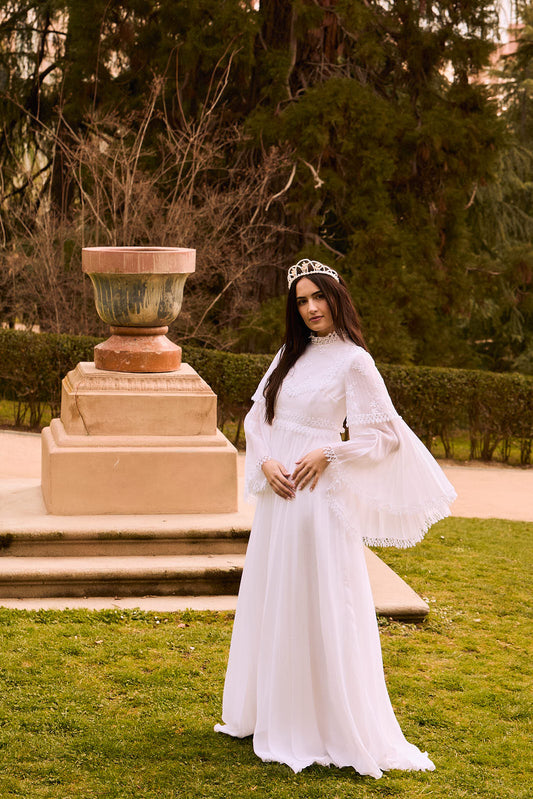 Vestido de novia vintage con bordados y puntillas, años 90