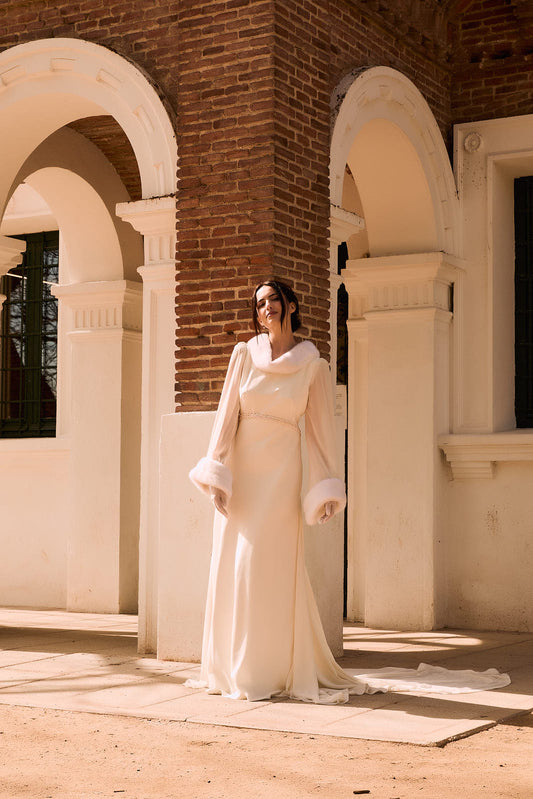 Vestido de novia vintage en crepé de seda años 90