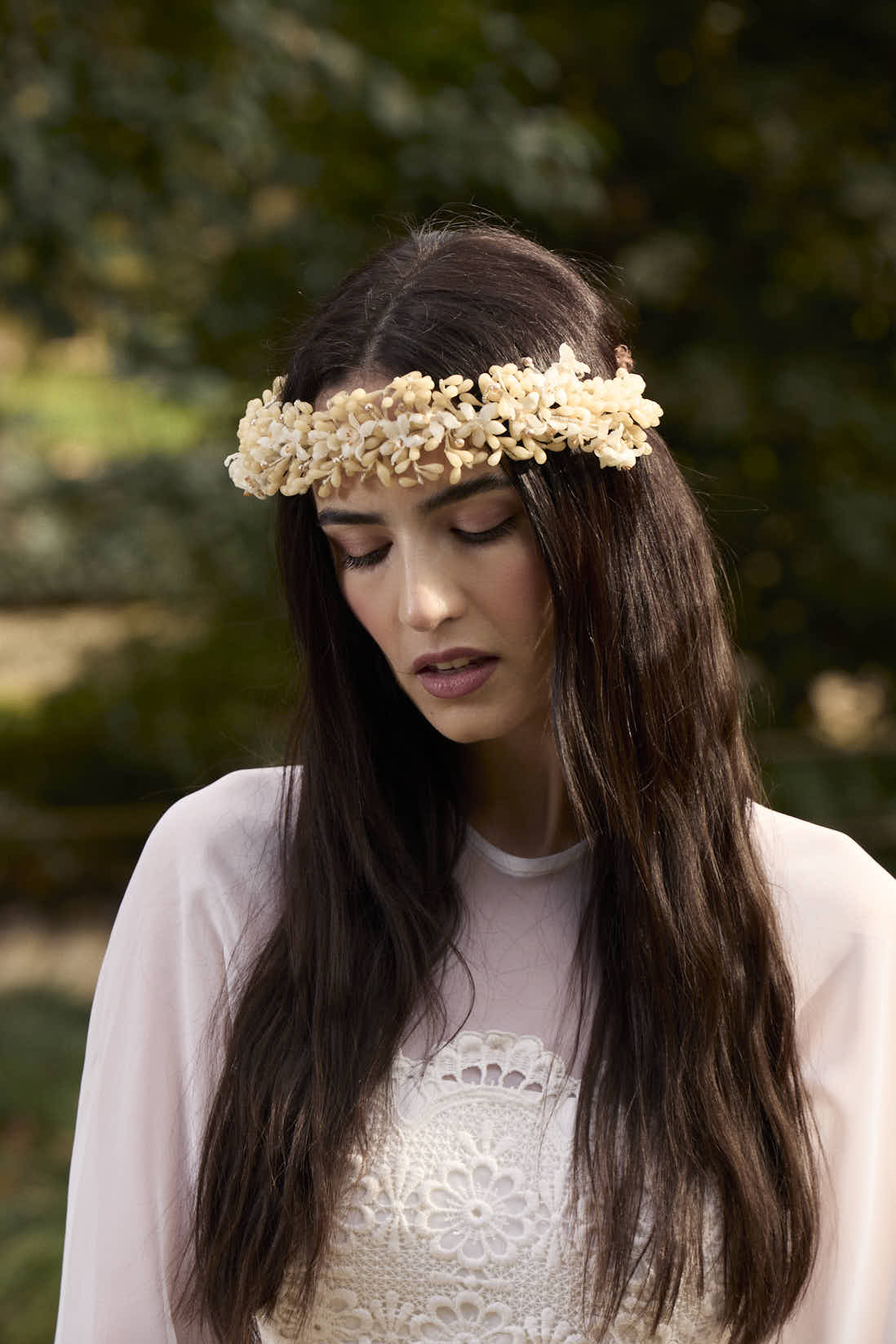 Vintage bridal headband with orange blossom flowers