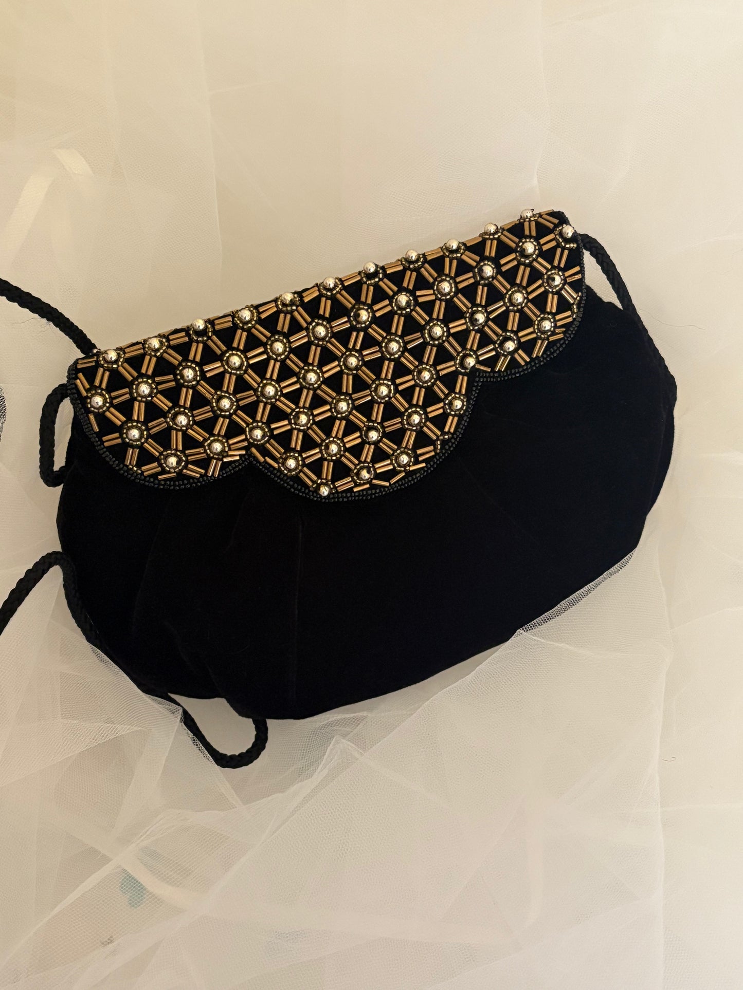 Bolso de fiesta vintage negro y dorado