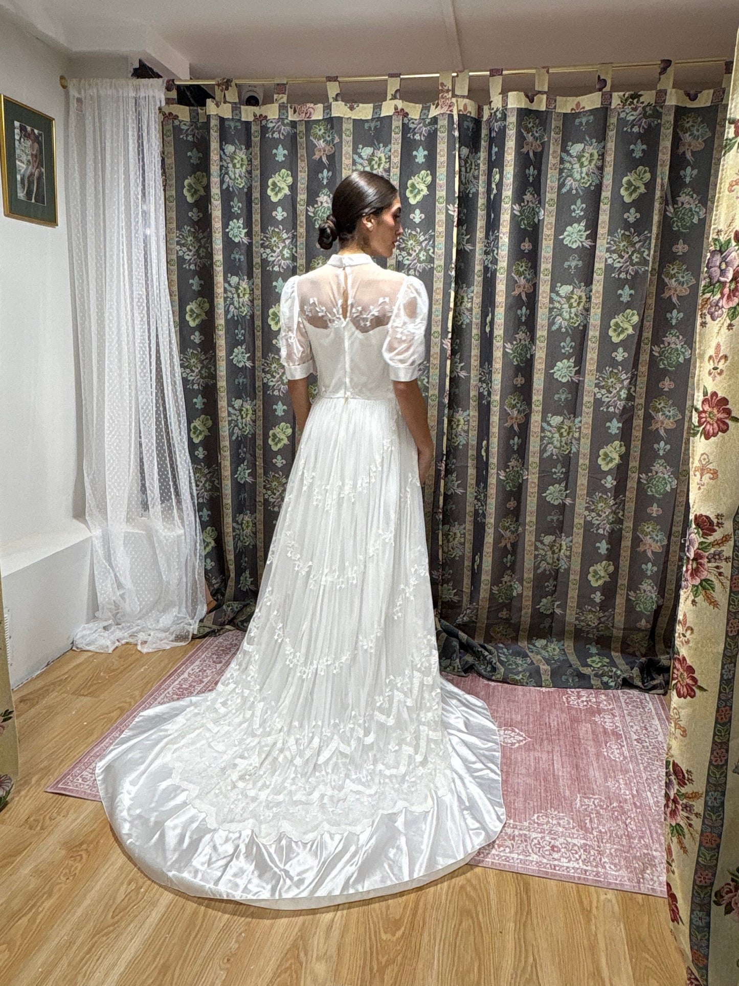 Vestido de novia vintage tul bordado 