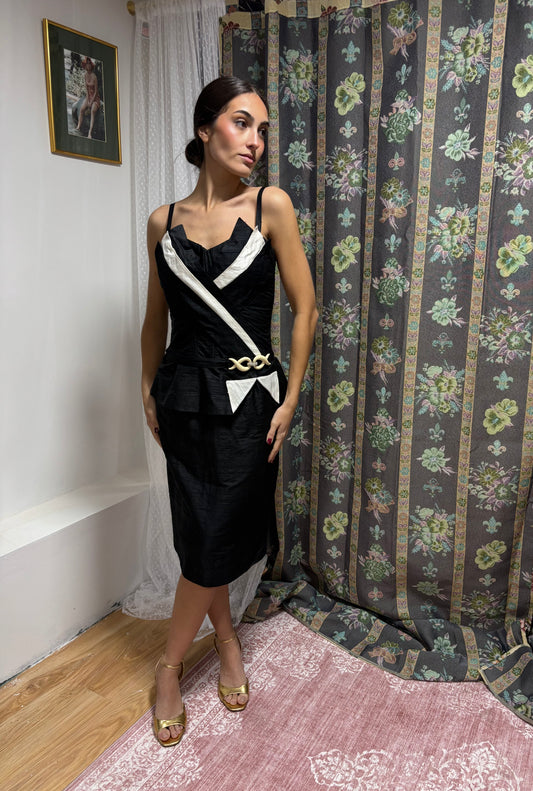 Vestido negro y blanco vintage 