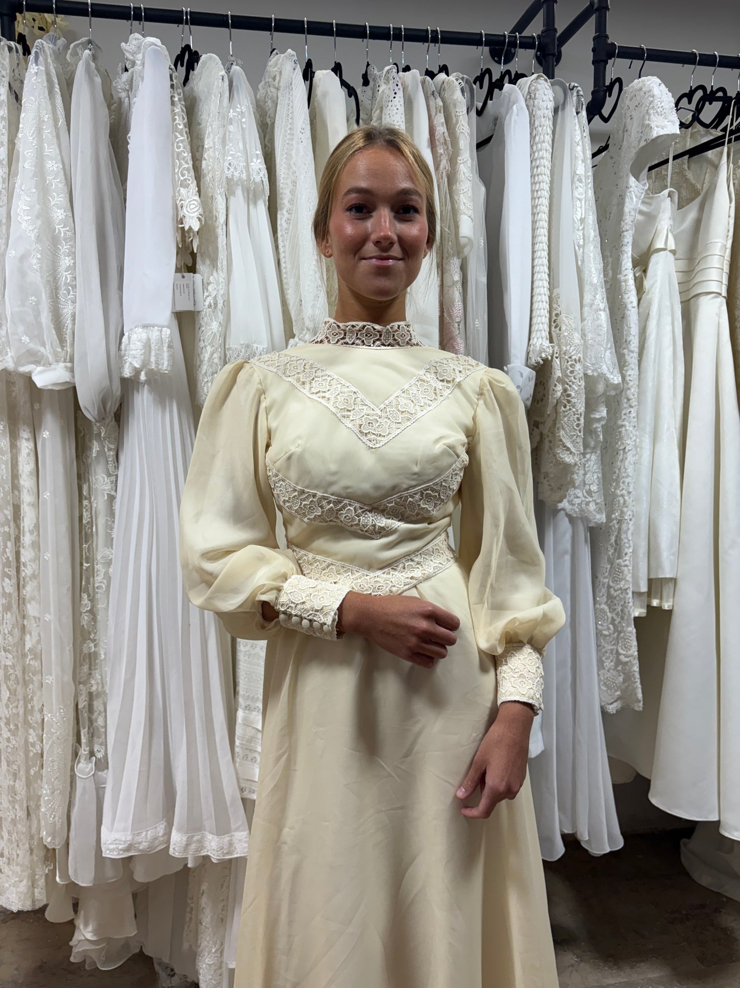 Vestido novia vintage 70s marfil 