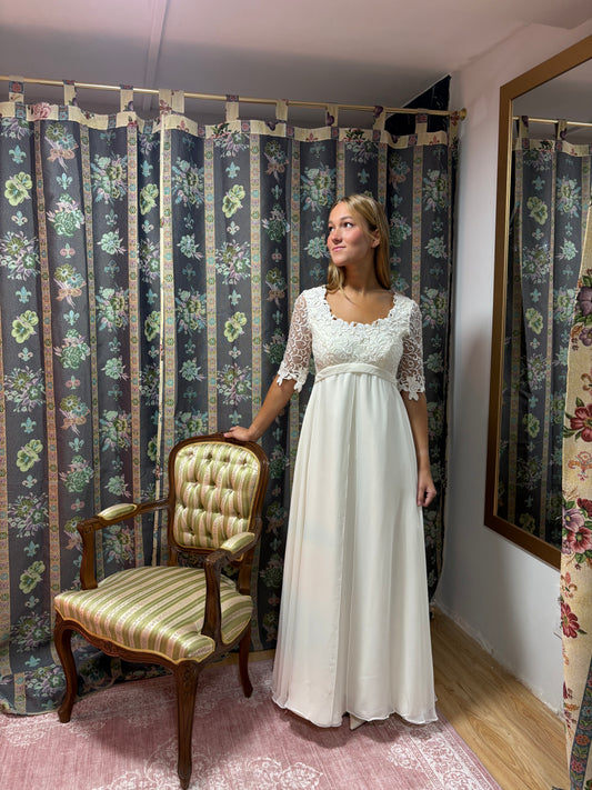 Vestido novia vintage años 90 guipur 