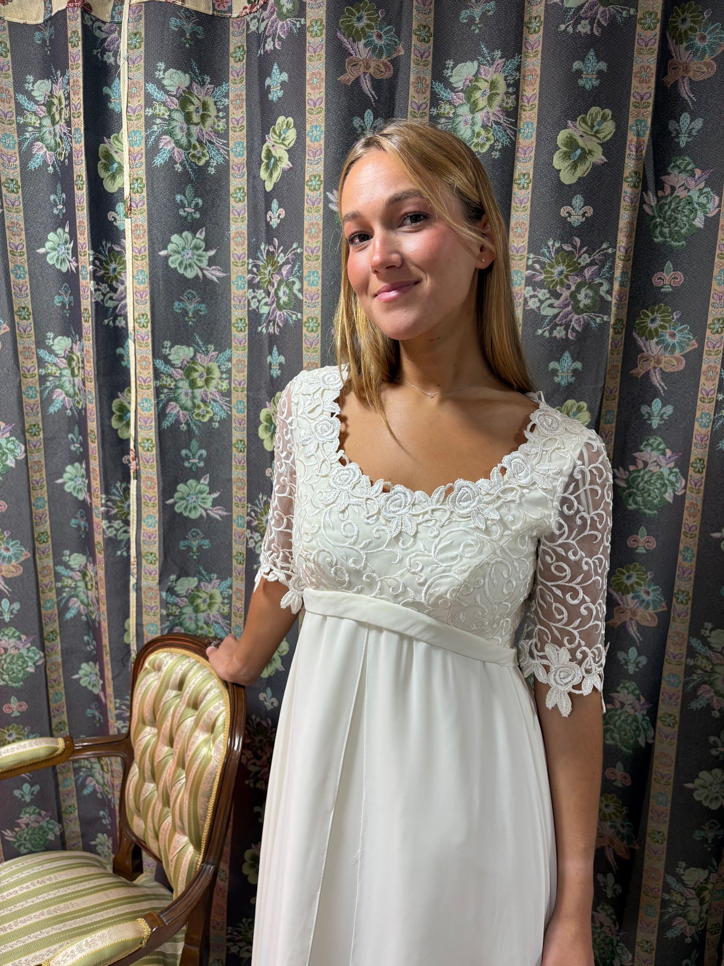 Vestido novia vintage años 90 guipur 