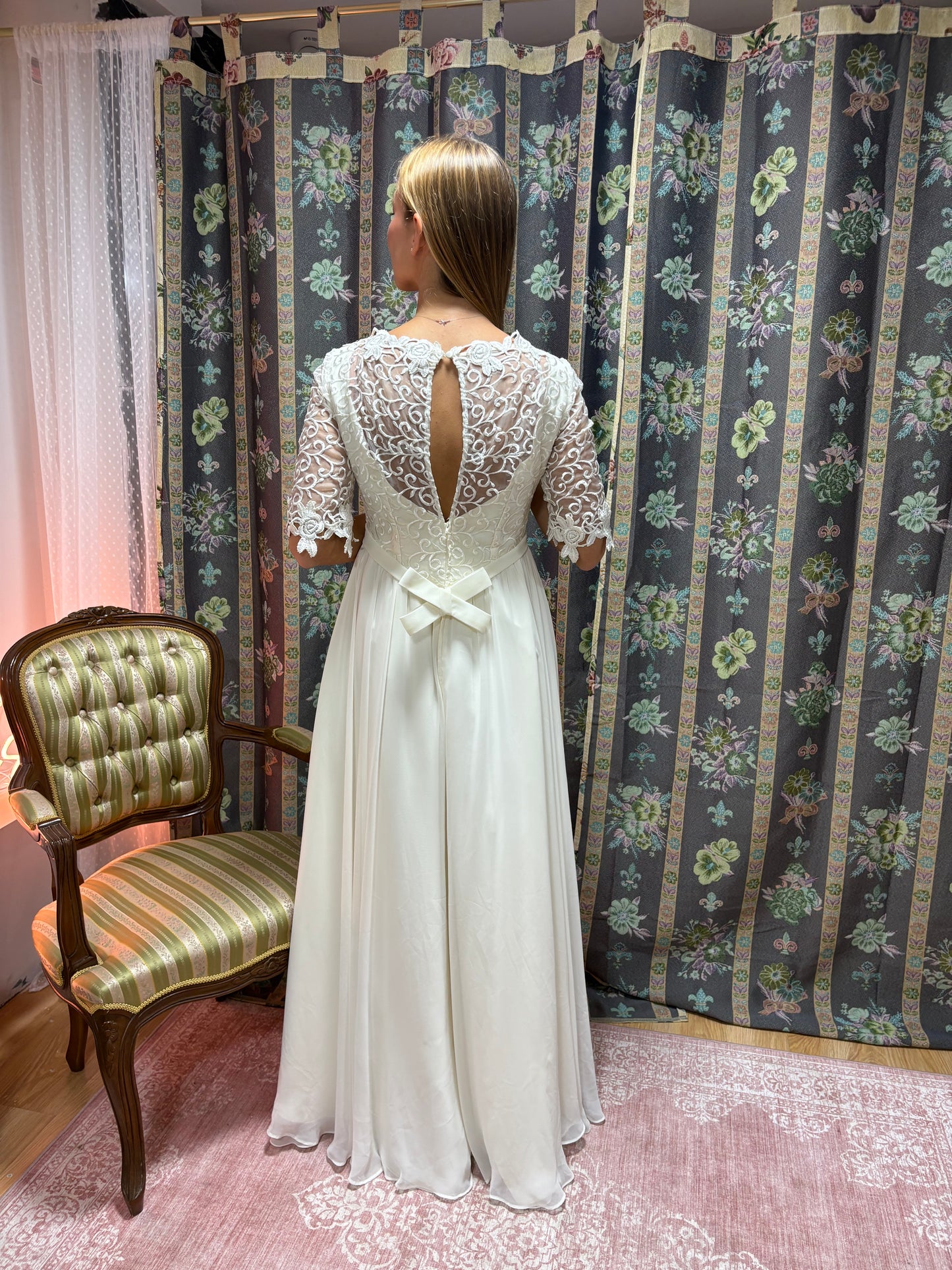 Vestido novia vintage años 90 guipur 