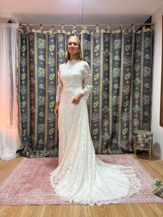 Vestido novia vintage encaje floral