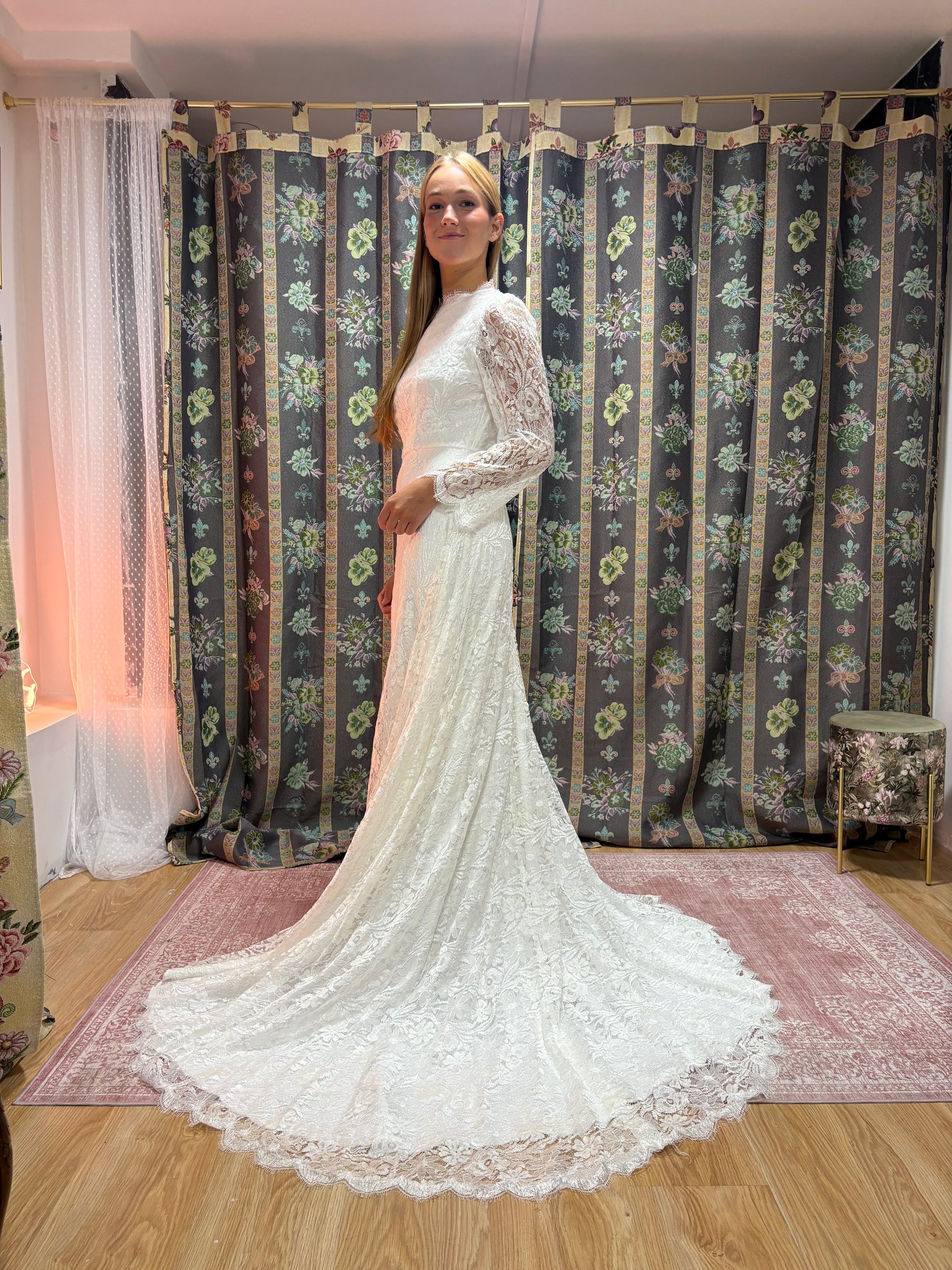 Vestido novia vintage encaje floral