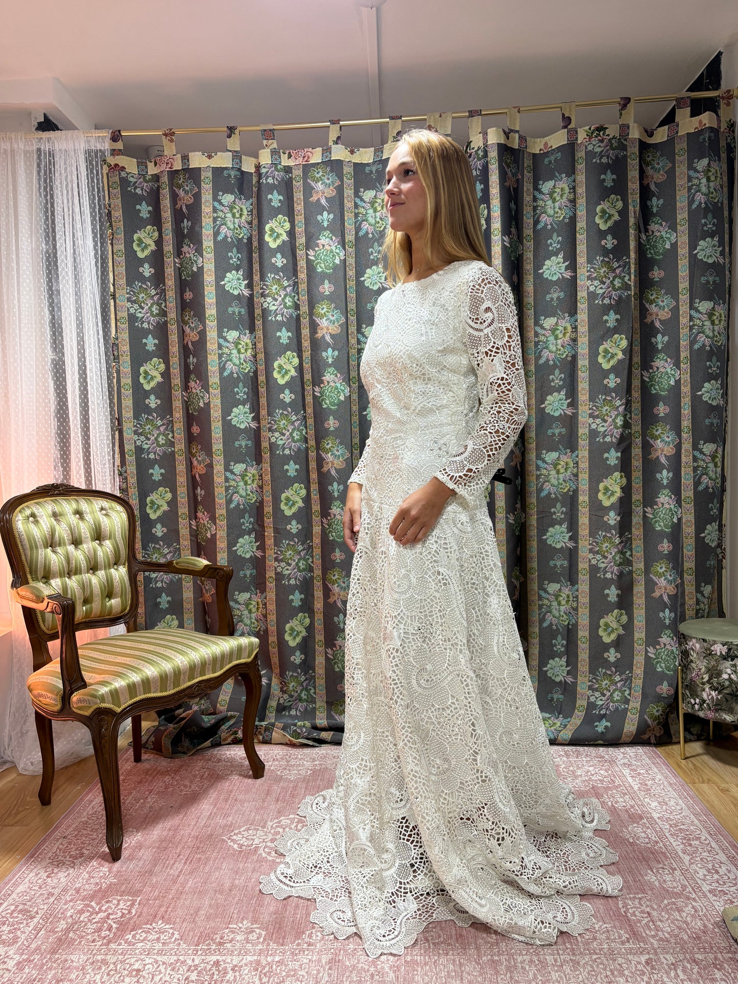 Vestido vintage años 90 encaje guipur 