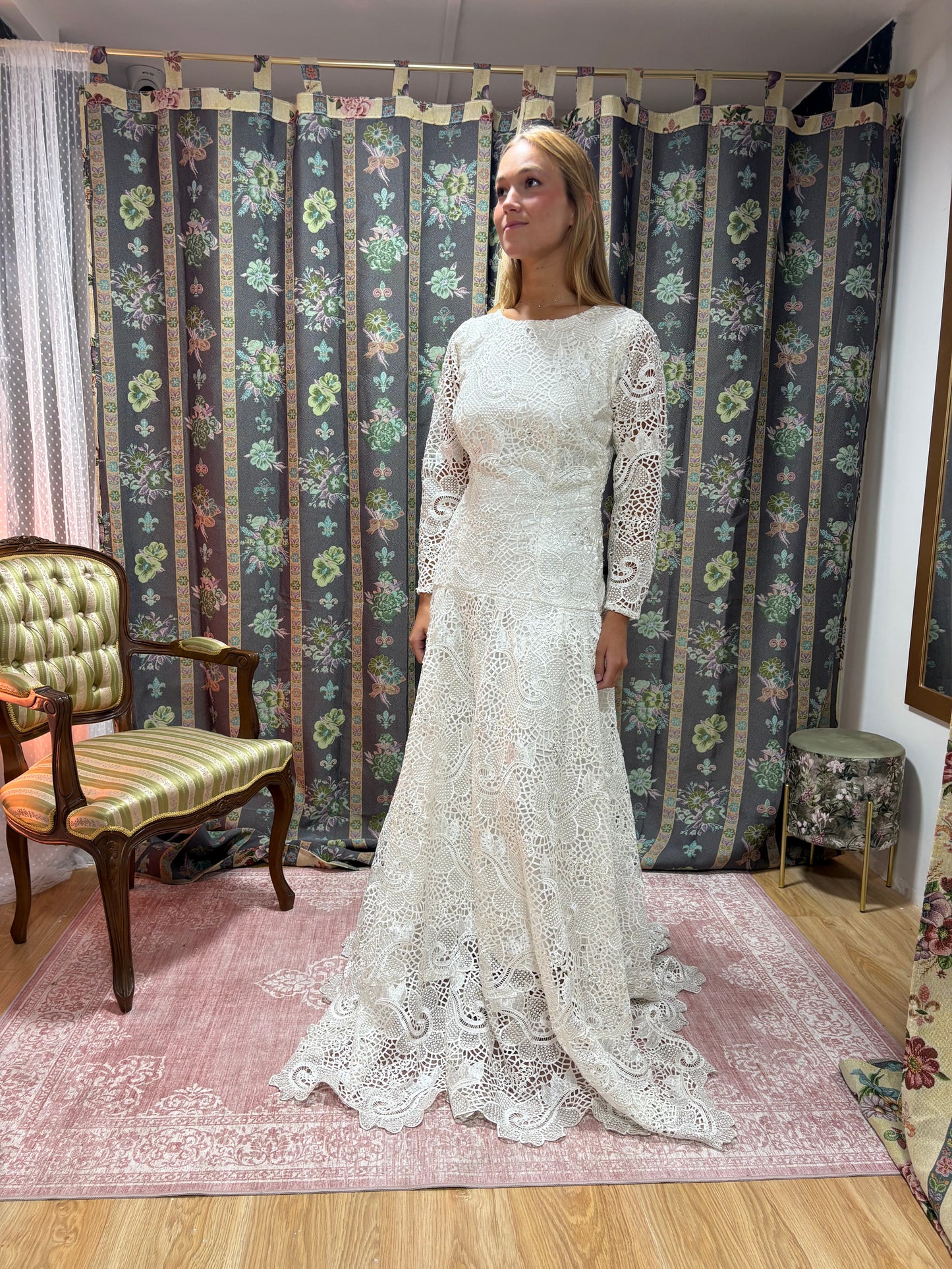 Vestido vintage años 90 encaje guipur 