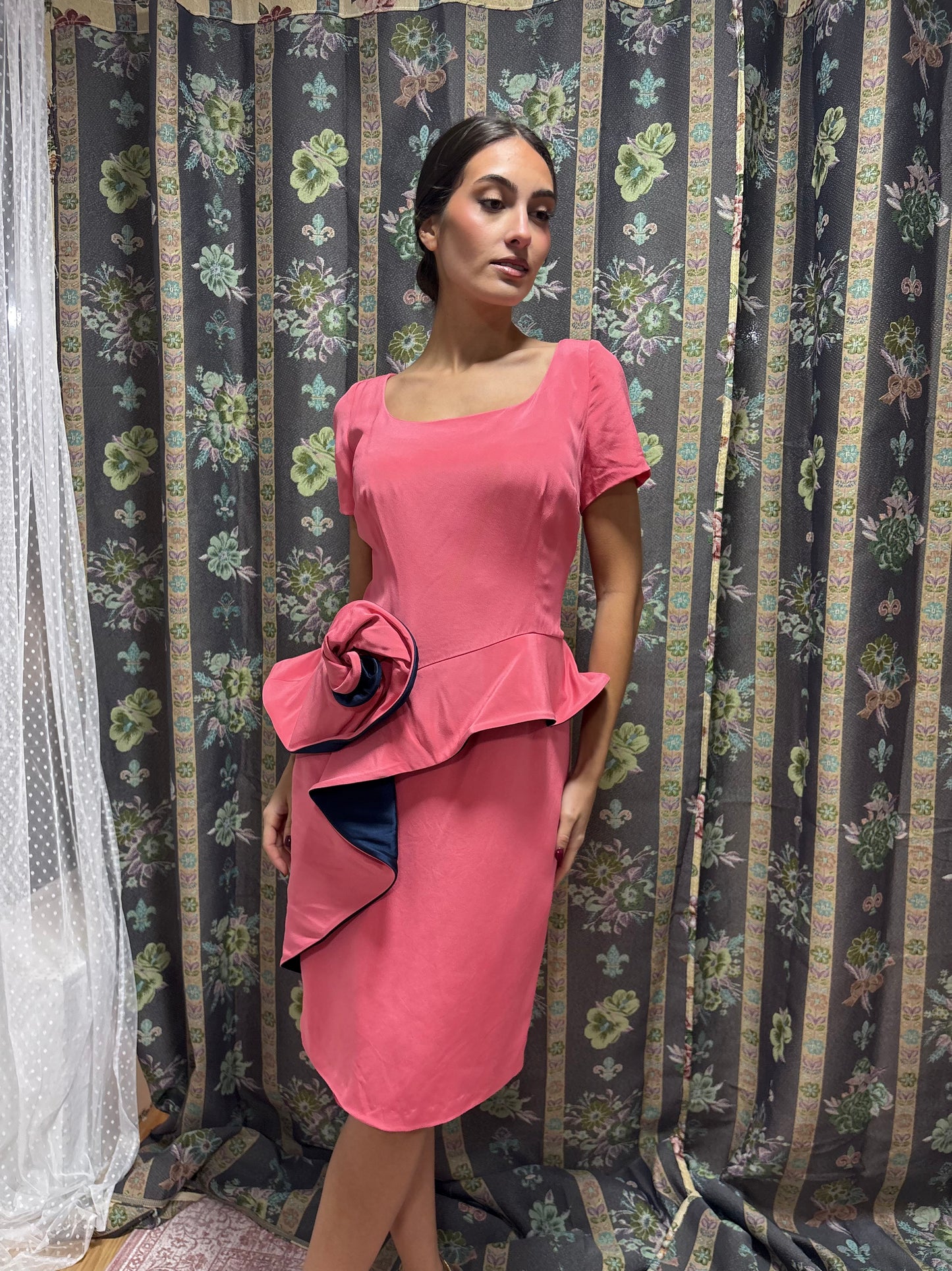 Vestido vintage cocktail 100% seda