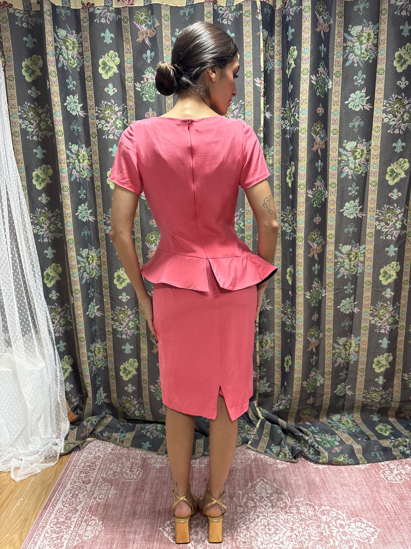 Vestido vintage cocktail 100% seda