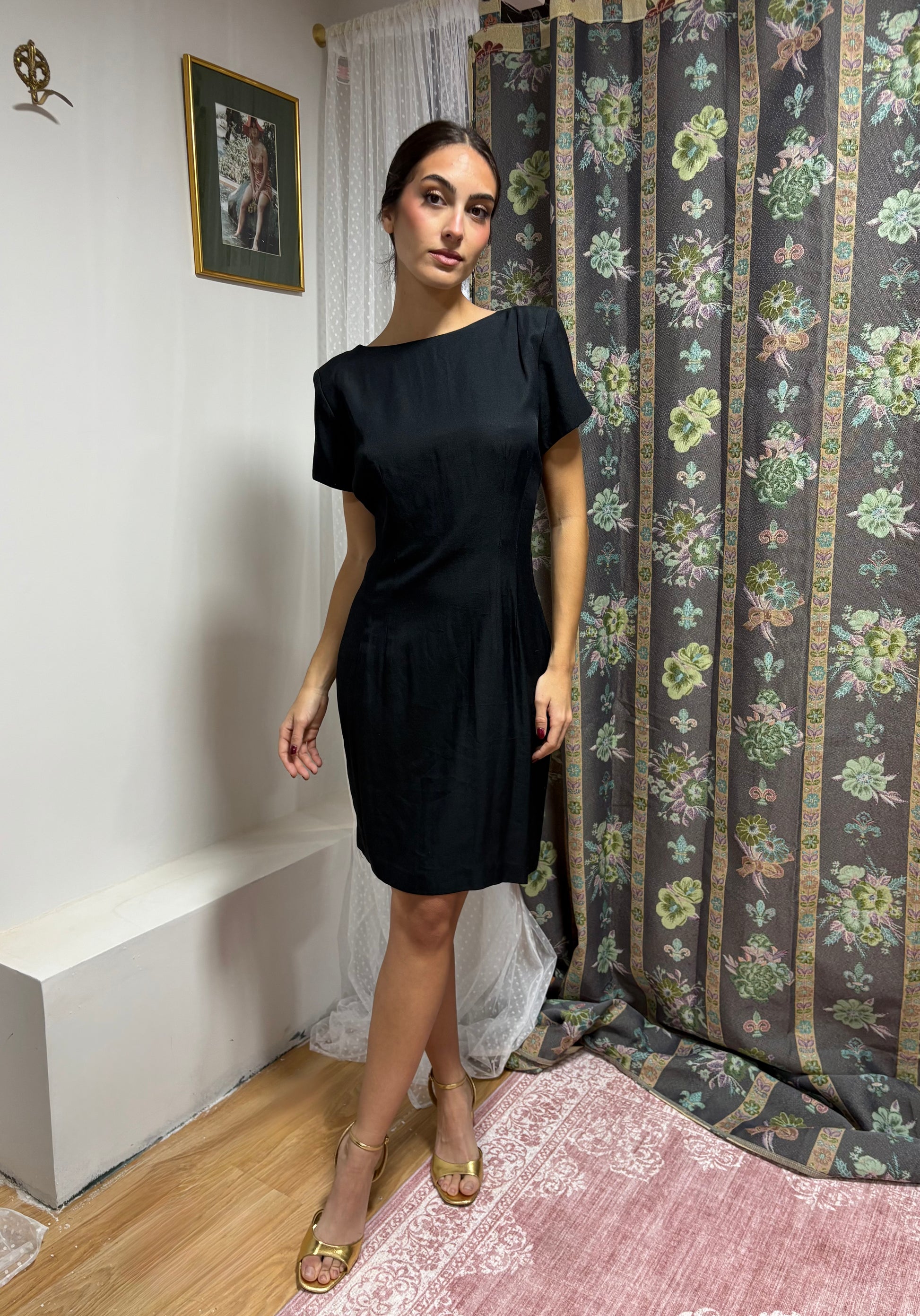 Vestido vintage negro lazo 