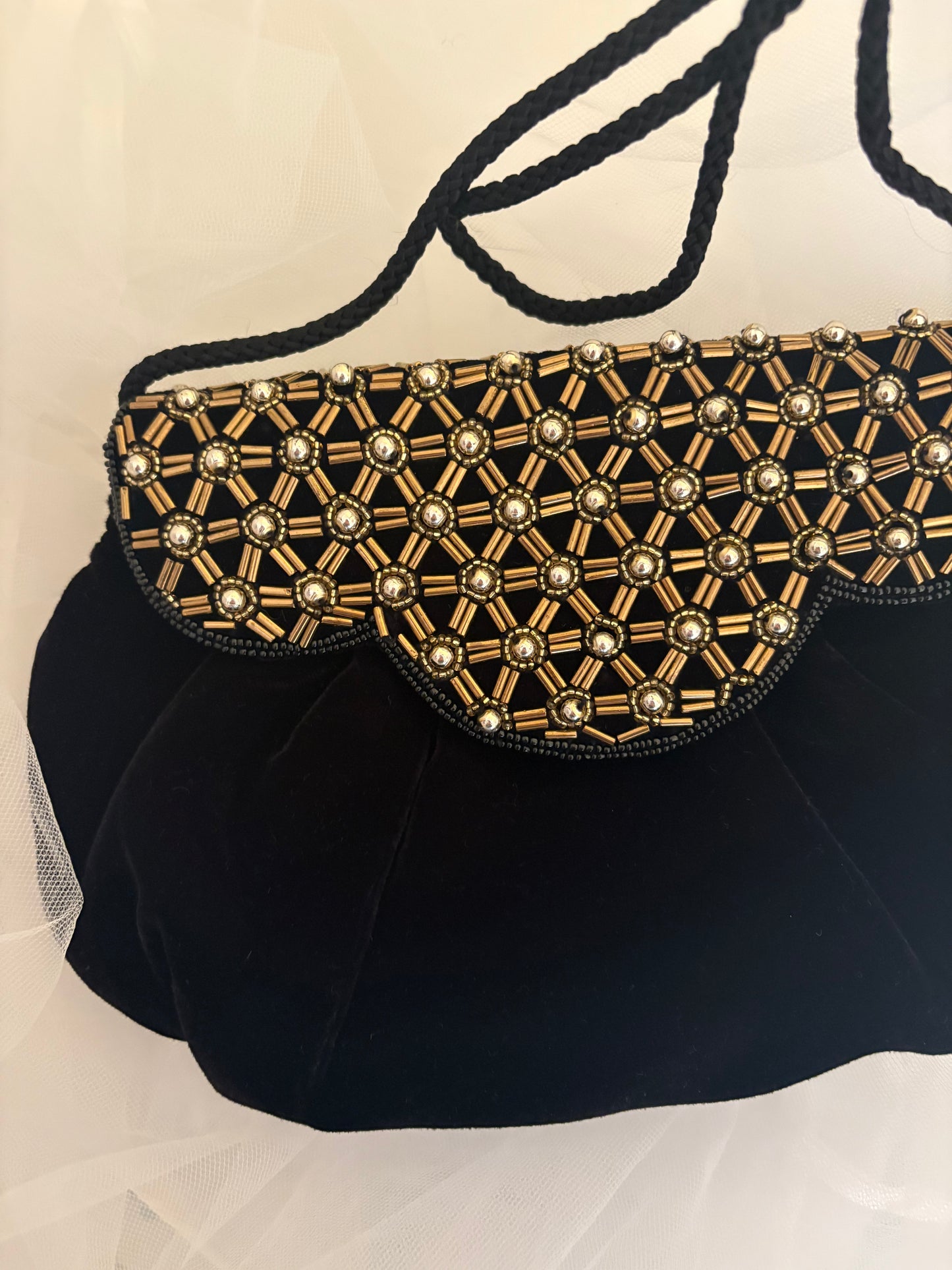 Bolso de fiesta vintage negro y dorado