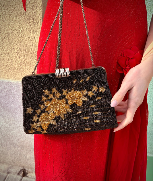 Bolso negro vintage abalorios