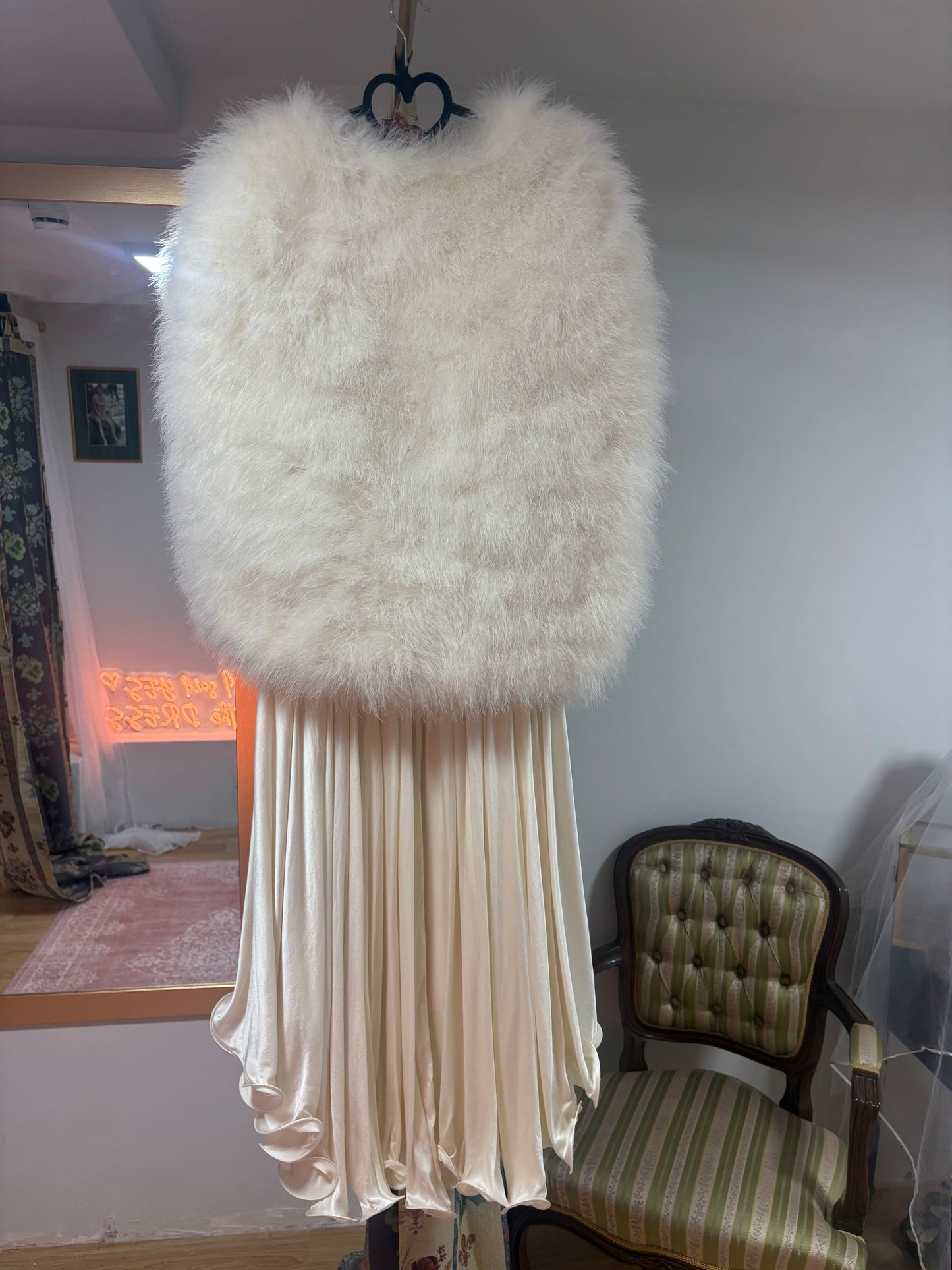 estola vintage plumas