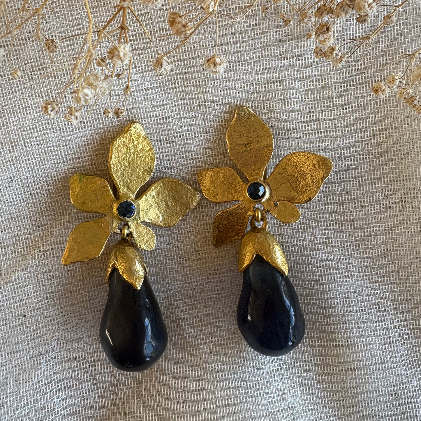 Pendientes vintage "berenjena" años 90