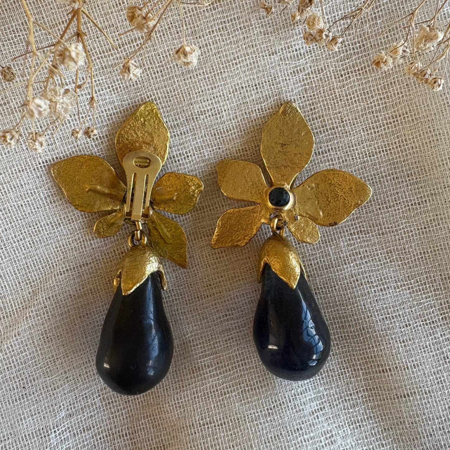 Pendientes vintage "berenjena" años 90
