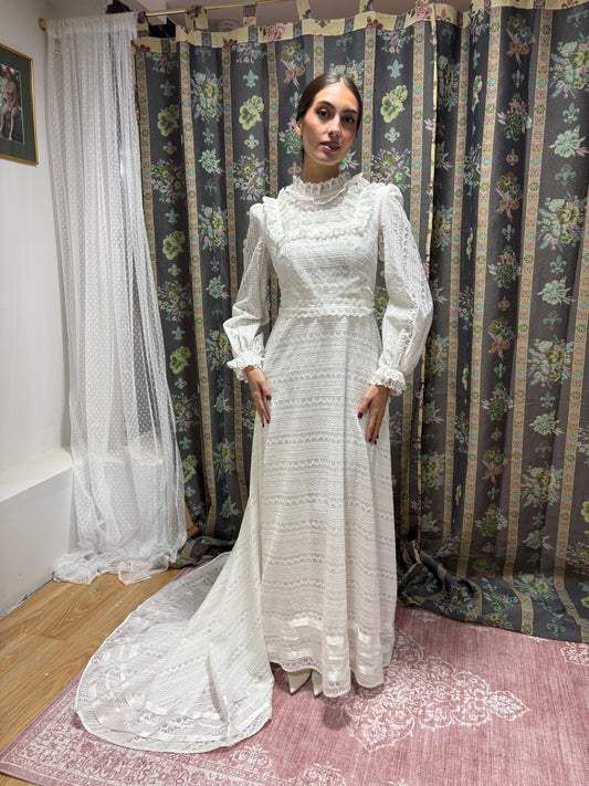 vestido novia vintage calados y bordados 